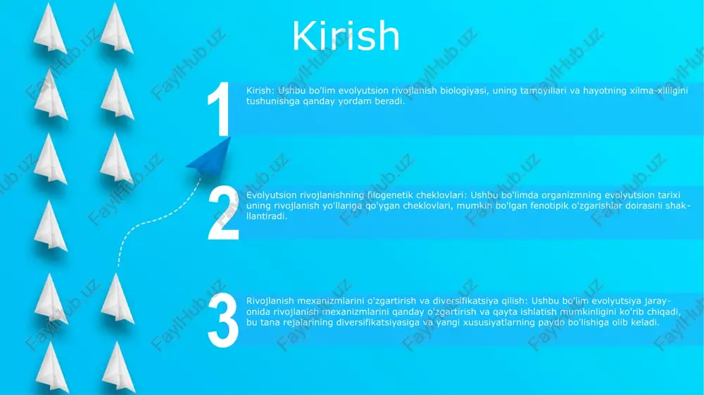 shirishi mumkin. 1: genetik anomaliyalar - shaxsning genetik tarkibidagi o'zgarishlar erta rivojlanish nuqsonlariga olib kelishi mumkin. ushbu anomaliyalar genlardagi mutatsiyalar yoki xromosomalarning nomutanosibligi tufayli yuzaga kelishi mumkin. 2: atrof-muhit omillari - homiladorlik davrida muayyan atrof-muhit omillariga ta'sir qilish ham normal rivojlanishni buzishi mumkin. bu infektsiyalar, toksinlar va ba'zi dorilarni o'z ichiga olishi mumkin. neyrulyatsiya nuqsonlari spina bifida: orqa miyaning to'liq yopilmasligi, nevrologik nuqsonlarni keltirib chiqaradi. anensefali: miya va bosh suyagining yo'qligi, natijada o'limga olib keladigan holat. meningotsele: bosh suyagi yoki umurtqa pog'onasidagi nuqson tufayli miya pardalari (miya va orqa miya himoya membranalari) churrasi. oyoq-qo'llarining nuqsonlari oyoq-qo'llarining nuqsonlari: evolyutsiya tarixidagi rivojlanish kamchiliklari oyoq-qo'llarning rivojlanishidagi filogenetik bo'shliqlar: oyoq-qo'llarning evolyutsiyasi va oyoq-qo'llarning xilma-xilligini shakllantirgan asosiy genetik mexanizmlar uchun maslahatlar. qiyosiy embriologiya: oyoq-qo'llarning rivojlanishiga oid tushunchalar: oyoq-qo'llarning turli xil turlarida qanday rivojlanishini o'rganish saqlanib qolgan va turli xil rivojlanish jarayonlarini tushunish uchun qiyosiy asos yaratadi, bu esa oyoq-qo'llarning xilma-xilligining evolyutsion kelib chiqishi va naqshlarini …