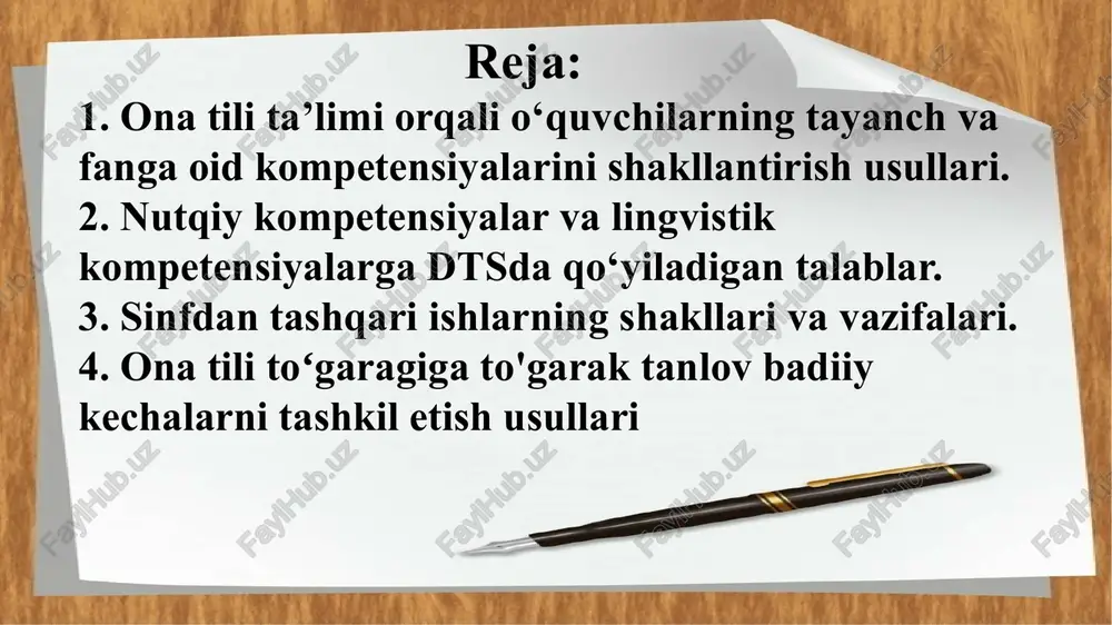 i chuqur o‘rganiladigan ixtisoslashtirilgan davlat umumta’lim muassasalarida ta’lim jarayonini takomillashtirish, ta’lim sifati va samaradorligini oshirish, o‘quvchilardagi qobiliyat va iste’dodni yanada kamol toptirish uchun ixtisoslikka yo‘naltirilgan o‘quv dasturi kompetensiyalarni shakllantirishga yo‘naltirilgan o‘quv dasturiga moslashtirildi. a1 bosqichda 608 soat bo‘lsa, a1+ bosqichda esa 680 soatni tashkil etadi. nutqiy kompetensiya (tinglab tushunish, so‘zlash, o‘qish, yozish): mavzu doirasida o‘qituvchi nutqini va sodda audio (multimedia ilovalari) matnlarni va topshiriqlarini tinglab tushuna oladi, ko‘rgan rasmlari va o‘qib eshittirilgan matn yuzasidan o‘qituvchi yordamida suhbatga kirisha oladi, nutq jarayonida o‘zlashtirgan yangi so‘zlarni og‘zaki nutqda qo‘llay oladi. nutq va matnning gaplardan tuzilishi, matnni mazmunan bog‘langan gaplardan tuzilishini aytib bera oladi; kishilarning his-hayajonini bildirgan gaplarni, gaplarni mazmuniga ko‘ra farqlaydi, oxiridagi nuqta, so‘roq va undov belgilariga qarab o‘qiy oladi, ajrata oladi, gap ohangiga rioya qilgan holda ravon va ifodali o‘qiy oladi; gapni bosh harf bilan boshlab yoza oladi, rasmlarga qarab gap tuzadi va yoza oladi, harflarni yozuvda imlo va husnixat qoidalariga …