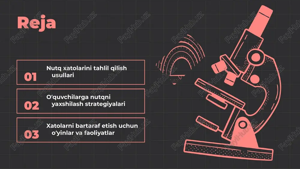 fikrlarini aniq ifoda etishga o‘rgatadi. xatolarni tahlil qilishda foydalaniladigan vositalar ovozli yozuvlar: nutqni tahlil qilish uchun foydali vosita. u o‘quvchilarning ovozini va talaffuzini yaxshilashda yordam beradi. video yozuvlar: o‘quvchilarning nutqini vizual tahlil qilish imkoniyatini beradi. bu metod nutqda yuzaga keladigan xatolarni ko‘rish va baholashda samarali. tahlil jadvali: o‘quvchilarning xatolarini tizimli ravishda ko‘rsatish uchun jadvaldan foydalanish. bu, o‘quvchilarga o‘z xatolarini tushunishga yordam beradi. ushbu vositalar, o‘quvchilarning nutqini yaxshilash va xatolarini bartaraf etishda muhim ahamiyatga ega. o‘qituvchilar uchun maslahatlar tashqi yordam o‘qituvchilar mutaxassislar bilan hamkorlik qilish orqali o‘quvchilarning nutq xatolarini aniqlashda yordam olishlari mumkin. bu, o‘quvchilarning individual ehtiyojlarini tushunish va ularga mos ravishda strategiyalar ishlab chiqish imkonini beradi. ta'lim metodologiyasi zamonaviy ta'lim usullaridan foydalanish, masalan, interaktiv darslar va loyiha asosidagi o‘qitish, o‘quvchilarning nutq ko‘nikmalarini rivojlantirishda samarali bo‘lishi mumkin. bu usullar o‘quvchilarning faol ishtirokini ta'minlaydi. o‘quvchilarga e'tibor har bir o‘quvchining individual ehtiyojlariga e'tibor qaratish muhimdir. o‘qituvchilar o‘quvchilarning nutqdagi xatolarini tushunish va ularga individual …