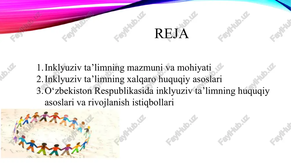 ab qilinadi. inklyuziv ta'lim barcha talabalarga nisbatan kamsitishlarga qarshi kurashishga qaratilgan. imkoniyati cheklangan bolalar o'z uylarida va maxsus muassasalarda ijtimoiy chetlanishga duch kelishlari mumkin. inklyuziv ta’imda o'qituvchilar o'z o’quvchilarini qo'llab-quvvatlashlari kerak. har qanday o’quvchi bilan o’qituvchi ularning kuchli tomonlari va muvaffaqiyatga erishish yo'llarini bilib olib rivojlantirish nazarda tutiladi. o'qituvchilarni har bir kishining ehtiyojlarini hisobga olgan holda darslarni rejalashtirishlari va ota-onalar bilan mutazam aloqani yo’lga qo’yishlari talab etiladi. test savollar 1. inklyuziv ta’lim tushunchasi nima bilan bog‘liq? a) maxsus ehtiyojli bolalarni umumiy ta’lim jarayoniga jalb qilish bilan b) faqat akademik yutuqlar bilan c) sport mashg‘ulotlarini rivojlantirish bilan d) talabalarni faqat xalqaro standartlarga tayyorlash bilan 2. inklyuziv ta’limning asosiy maqsadi nima? a) faqat a’lo bahoga o‘qitish b) har bir bola uchun teng ta’lim imkoniyatini yaratish c) faqat kichik guruhlarda ta’lim berish d) o‘qituvchi ishini kamaytirish 3. inklyuziv ta’lim prinsiplari qaysi birini o‘z ichiga oladi? a) sinfni katta guruhlarga ajratish b) ijtimoiy va …