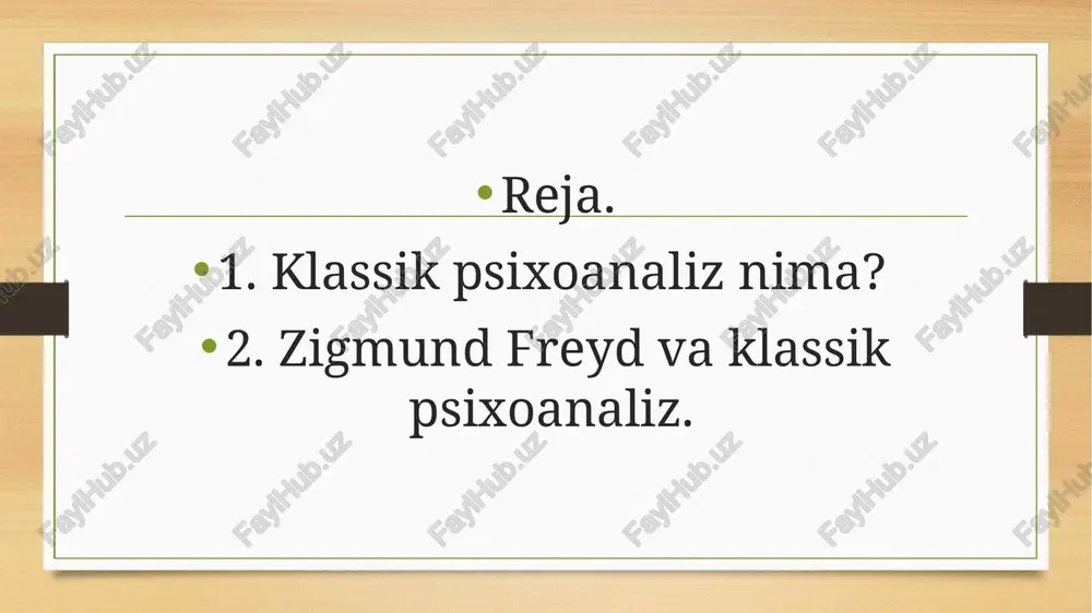 (haftada 15-30 seans 1 - 2 rubl) usul. ilgari psixoanaliz nafaqat neyrozlarni davolash uchun tibbiy muassasalarda (psixiatriya markazida) ishlatilgan bo'lib, bugungi kunda ushbu usul yordamida turli xil psixologik muammolar bilan ishlash mumkin. psikanalizning asosiy qoidalari: shaxsning xulq-atvori ko'pincha rivojlanishning dastlabki bosqichida (travmatik bolalik vaziyatlari) kelib chiqqan bexabar irratsional drayvlarga asoslangan; bu drayvlar xabardorligi qarshilikning himoya mexanizmlarini ishga soladi; ongli va repressiya qilingan materiallar o'rtasidagi ziddiyat ongsiz ravishda nevrozlarga, depressiyaga olib keladi; terapevtning yordami bilan behushlikda sodir bo'layotgan narsalarni amalga oshirish, bemorni behush moddalarning ta'siridan qutqaradi va tiklanishga olib keladi klassik psixoanalizda z.freydning shaxsga doir qarashlari mujassamlashgan. uning ilmiy faoliyatini affektiv travma modeli, topik va strukturaviy modellardan iborat uch bosqichga ajratish mumkin. freyd bo‘yicha psixoseksual rivojdanish bosqichlar. k.yungning analitik psixologiyasi. psixika tuzilmasi. arxetiplar va psixik funksiyalar tushunchalari. individuatsiya va uning bosqichlari. a.adlerning individual psixologiyasi. nomukammallik kompleksi va nomukammallik kompleksi. shaxslik va konstruktiv ustuvorlik hamda sotsial qiziqishlar, ijodiy men. hayot maqsadi va …