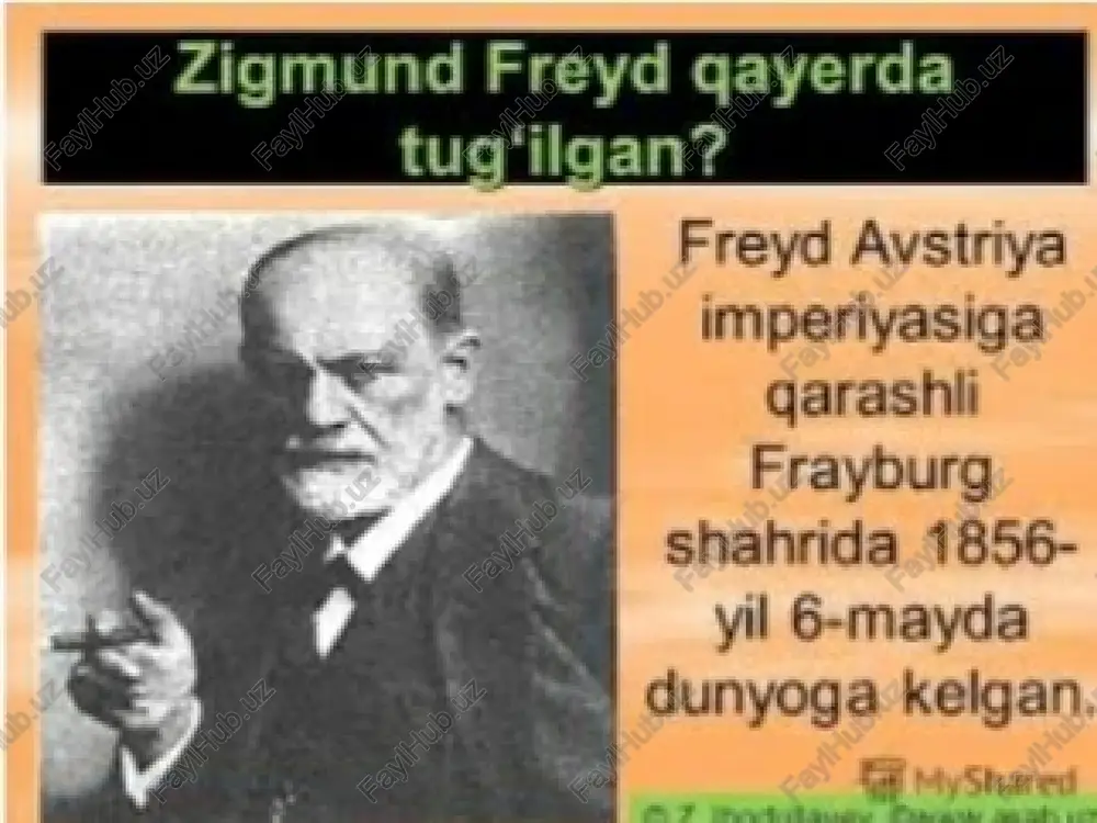 ssiya" ning umumiy kontseptsiyasida birlashtirilgan. psixoanalystning maqsadi insonning xatti-harakati va tajribalarining ongsiz sabablari, manba, ko'ngilsizliklar, fobiya, nevrozlar va boshqalar bo'lgan ichki mojarolarni engib yashirishdir. psixoanaliz nazariyasiga koʻra, 3 xil psixik instansiyalar hukm surishi mumkin: gʻayrishuuriy "u" (id) — mayl doirasi; turli himoya vositalari bilan "u"ning impulyelarini cheklovchi shuuriy "men" (ego); "oʻta-men" (super-ego) — ijtimoiy taqiqdar, qonun tusiga kirgan majburiy tartib-qoidalar. freydning fikricha, "men" reallik tamoyiliga asoslangan holda inson psixikasida harakatlanuvchi qarama-qarshi kuchlarni muvofiqlashtirish vazifasini bajaradi psixikaning uchta darajasi ruhoanaliz asoschisi nuqtai nazaridan aqliy jarayonlarning va insoniy xatti-harakatlarning xususiyatlari uch bosqichdan iborat psixika konferentsiyasi bilan bog'liq. ego - "men" o'rtacha daraja, aslida inson xatti-harakatlarini boshqaradigan ongdir. ushbu darajada jamiyat ta'siri ostida shakllangan g'oyalar, tajriba, bilimlar, e'tiqod mavjud. id - "bu" - taqiqlangan orzular, biologik ehtiyojlar va ongdan saqlanadigan ongsiz darajada. ushbu darajada, ongsiz jarayonlar qayta ishlanadi, bu odam nazorat qilmaydi. super-ego - "ex-i" - ruhiyatning eng yuqori darajasi, xulq-atvor, axloqiy me'yorlar, …