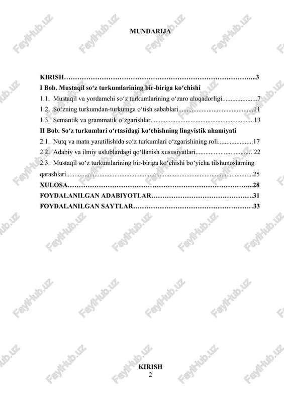 ton respublikasida davlat tilining rivoji va uning izchil taraqqiyotini ta’minlash bo‘yicha qator islohotlar amalga oshirilmoqda. xususan, o‘zbekiston respublikasi prezidentining 2019-yil 21-oktabrdagi "o‘zbek tilining davlat tili sifatidagi nufuzini oshirish va rivojlantirish chora-tadbirlari to‘g‘risida" gi pf–5850-sonli farmoni hamda 2020-yil 20-oktabrdagi "o‘zbek tilini rivojlantirish va til siyosatini takomillashtirish bo‘yicha qo‘shimcha chora-tadbirlar to‘g‘risida" gi pq–4856-sonli qarori bu borada muhim qadamlar bo‘ldi. ushbu hujjatlarda davlat tilining nufuzini oshirish, uni har tomonlama ilmiy-nazariy jihatdan rivojlantirish va uni xalqaro miqyosga olib chiqish masalalariga alohida e’tibor qaratilgan.[footnoteref:1] [1: o‘zbekiston respublikasi prezidentining 2017-yil 22-maydagi pq-3027-sonli qarori. o‘zbek tilining yanada rivojlanishini ta’minlash va uning o‘rni va ahamiyatini oshirishga qaratilgan tadbirlar to‘g‘risida. toshkent: o‘zbekiston respublikasi prezidentining qarori, 2017. – 10-20 betlar. ] o‘zbekiston respublikasi prezidentining ushbu farmon va qarorlarida ta’kidlanganidek, o‘zbek tilshunosligining rivoji va grammatik qonuniyatlarini chuqur o‘rganish bugungi kunning dolzarb masalalaridan biridir. shunday muhim yo‘nalishlardan biri mustaqil so‘z turkumlarining bir-biriga ko‘chish hodisasi bo‘lib, bu tilning semantik va grammatik rivojlanishida muhim …