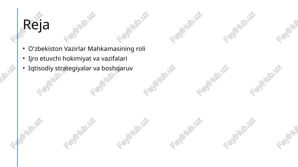 uvchi hokimiyat sifatida davlatning siyosiy va iqtisodiy strategiyalarini amalga oshirishda muhim rol o'ynaydi. 2 vazirlar mahkamasining o'rni vazirlar mahkamasining o'rni, davlatning barcha sohalarida muhim qarorlarni qabul qilish va ijro etishda ko'rsatiladigan samaradorlikda ko'rinadi. 3 boshqaruv tizimi vazirlar mahkamasi davlat boshqaruv tizimining asosiy elementi bo'lib, u davlatning ijtimoiy-iqtisodiy rivojlanishini ta'minlash uchun ishlaydi. 4 iqtisodiy rivojlanish vazirlar mahkamasi, iqtisodiy rivojlanish bo'yicha strategiyalarni ishlab chiqish va amalga oshirish orqali mamlakatning barqarorligini ta'minlaydi. vazirlar mahkamasining asosiy vazifalari va funksiyalari. vazirlar mahkamasining asosiy vazifalari davlat siyosatini amalga oshirish, iqtisodiy strategiyalarni ishlab chiqish va ijro etishdan iborat. ular, shuningdek, davlat idoralarini boshqarish va fuqarolarning manfaatlarini himoya qilishda muhim rol o'ynaydi. - davlat dasturlarini amalga oshirish - ijtimoiy iqtisodiy rivojlanishni ta'minlash - qonunchilikni ijro etish va nazorat qilish photo by nick night on unsplash ijro etuvchi hokimiyat va davlat boshqaruvidagi rol. 1 ijro etuvchi hokimiyat ijro etuvchi hokimiyat, davlatning qonunlarni amalga oshirish va boshqaruv funksiyalarini bajarish uchun …
