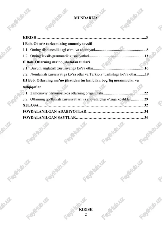 lardan biri hisoblanadi. mamlakatimizda davlat tilini rivojlantirish, ona tilimizning qoʻllanilish doirasini kengaytirish va tilshunoslik sohasini chuqur oʻrganish borasida keng koʻlamli ishlar amalga oshirilmoqda. oʻzbekiston respublikasi prezidenti shavkat mirziyoyevning “oʻzbek tilining davlat tili sifatidagi nufuzi va mavqeini tubdan oshirish chora-tadbirlari toʻgʻrisida” 2019-yil 21-oktyabrda qabul qilingan pf-5850-sonli farmoni tilimiz taraqqiyotida muhim qadam boʻldi. ushbu farmonda ona tilimizning xalqaro miqyosda nufuzini oshirish, ilmiy asoslarini mustahkamlash va zamonaviy lingvistik tadqiqotlarni rivojlantirish vazifalari belgilangan.[footnoteref:1] [1: o‘zbekiston respublikasi prezidentining 2021 yil 3 martdagi "o‘zbekiston respublikasida tilni rivojlantirishning 2021–2030 yillarga mo‘ljallangan davlat dasturini tasdiqlash haqida"gi pq-5064-sonli qarori. ] shuningdek, 2020-yil 20-oktyabrda imzolangan “oʻzbek tilining 2030-yilgacha rivojlantirish konsepsiyasi” ham tilshunoslik sohasidagi tadqiqotlarning ahamiyatini oshirishga xizmat qilmoqda. ushbu hujjatda tilning lugʻaviy boyligini oʻrganish, yangi ilmiy qarashlarni shakllantirish va uni xalqaro miqyosda tanitish muhim vazifa sifatida belgilangan. aynan shu maqsadlar asosida oʻzbek tilidagi soʻz turkumlarining, xususan, otlarning semantik tasnifini oʻrganish dolzarb masalalardan biri hisoblanadi. ot soʻz turkumi tilshunoslikda eng asosiy …