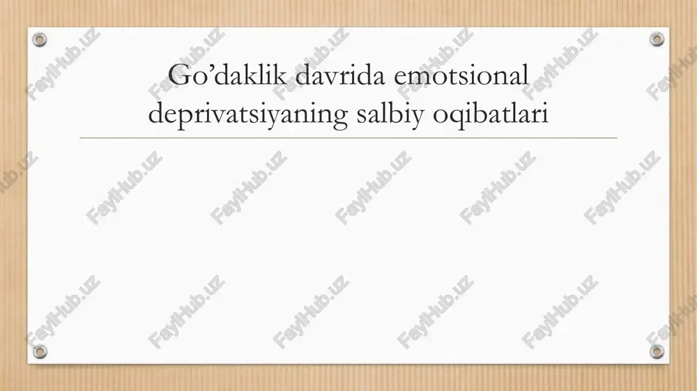 ’dakning idrok qilish faoliyatini boshqarish va hokazolar. go’dakning o’sish kattalar bilan muloqatga kirishish natijasida ro’y beradi.3 oylik go’dak gapirayotgan odamni o’z ko’zlari bilan topish imkoniyatiga ega bo’ladi.chunki unda shu paytgacha tovush manbaini izlash uquvi shakllanadi.u tovushlarga jumladan kattalarning tovushlariga etibor bera boshlaydi.yangi tug’ulgan chaqaloqning miya og’irligi kattalar miyasining 4\1 qismiga to’gri keladi,nerv xujayralari soni esa huddi kattalarniki kabi bo’lib lekin ular yetarli darajada rivojlanmagan bo’ladi. go’dak yoshidagi bola ham jismonan ham psixik,ham ijtimoiy jihattan juda tez rivojlanadi. juda qisqa vaqt ichida atrofdagi hodisalarga juda kam riyaksiyasi bo’lgan boladan faol ko’ra oladigan harakatlana oladigan ,eshita oladigan kattalarni yaqin kelishiga quvonadigan bolaga aylanadi.go’daklik davrida bolaning hayoti to’liq kattalar bilan qilinadigan emosional munosabat bilan bog’liq bo’lib bola kayfiyatining yaxshi bo’lishiga to’g‘ridan –to’gri ta’sir ko’rsatadi.4-5 oylikdan boshlab bola o’z yaqinlarini begonalardan ajrata boshlaydi 2 oylik vaqtdan boshlab bolada oddiy ranglarni ajratish 3-4 oylikgidan boshlab esa predmetlarning shaklini ajratish layoqati yuzaga kela boshlaydi. emotsional tushunish-go‘dak …