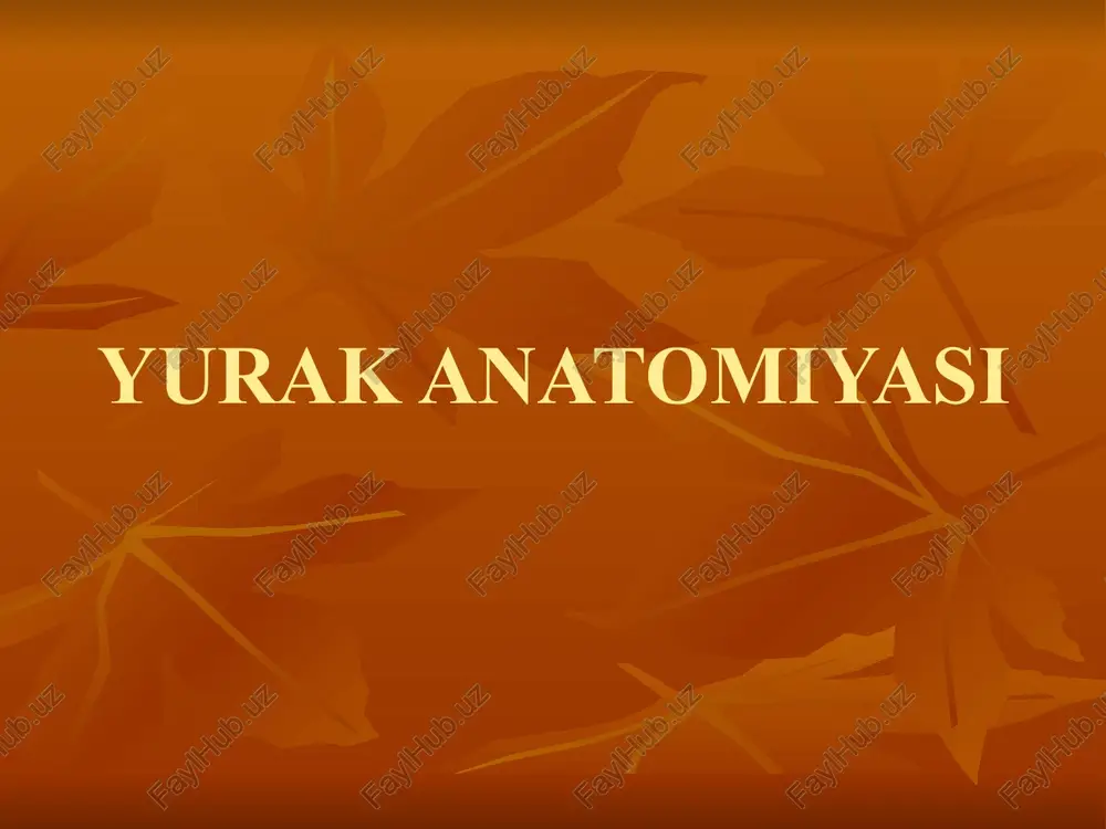 lan ta’minlanishi ko’krak, qorin bo’shlig’i arteriyalari tomir kasalliklari yurak qon tomir sistemasi kasalliklarida tomirdagi o’zgarishlar yurak qon tomir sistemasi kasalliklarida tomirdagi o’zgarishlar normada patologiyada venalarni ishlash mehanizmi venoz klapan etishmovchiligi tomirlar flebiti tromb tomirlarning trofik yarasi qon tomir etishmovchiligi tomirlarning varikoz kengayishi chap koronar arteriya shikasti vena kasalliklarida qon oqishida o’zgarishlar tomirlar yallig’lanmaslik uchun profilaktikasi diagnostika 1) instrumental 2) noinstrumental yurak qon tomir sistemasi kasalliklarini aniqlash usullari asboblar yordamida tekshirish 1) ekg 2) fkg 3) flebografiya 4) sfigmografiya 5) ostsillografiya 6) ballistokardiografiya 7) ehokardiografiya 8) koronarografiya va boshqalar. yurak kasalliklarida bemorlarning tashqi ko’rinishi yurak kasalliklarida bemorlarning tashqi ko’rinishi yurak etishmovchiligida 1-tibbiy yordam ekg tahlili yurak qon tomir sistemasi kasalliklarini aniqlash usullari qiziq ba’zi bir odamlar o’zlarini kasal ekanliklarini hech bilmaydilar! masalan: dunyoda 50% gipertoniya kasallari o’zlarini shu kasallikga duchor bo’lganliklarini bilishadi. va shularni yarmi davolanadi1ar. shu davolanuvchilar-ning yarmi (1/8 qism gipertoniklar) effektiv davolanadi. qiziq gipertoniya kasalligi semiz odamlarda oriq odamlarga …