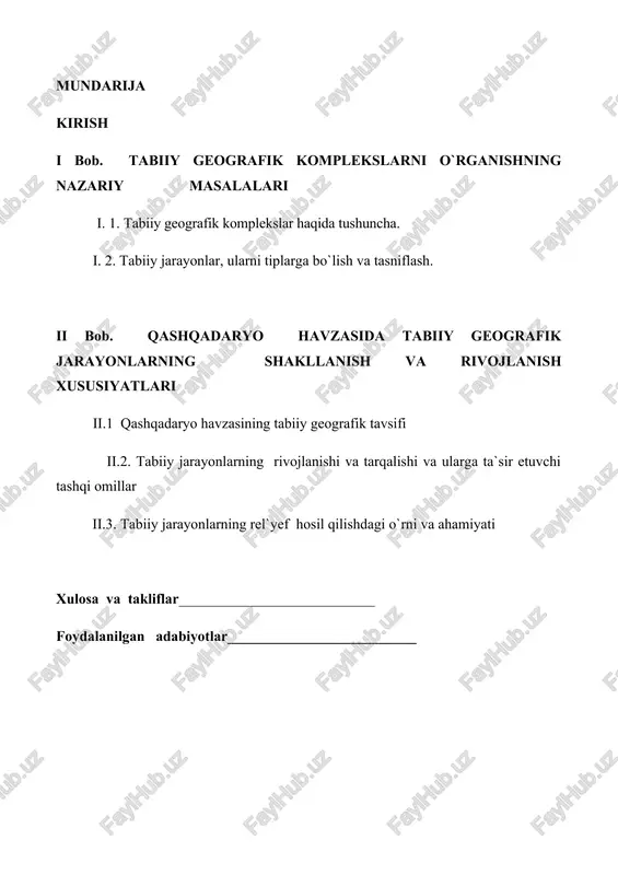 uzasida ko‘rsatib o‘tilgan yo‘l yo‘riqlarga tayanilgan holda yuqorida ta’kidlab etilgan mulohazalarni e’tiborga olgan holda, mazkur ishda bu sohada ko‘rsatib o‘tilgan muammoli masallarni yechish yo‘llari bu mazkur ishning daolzarb ekanligini belgilaydi. tadqiqotning o‘rganilganlik darajasi. adir mintaqasi yerlaridan lalimikor dehqonchilikda oqilona foydalanish masalalar bilan m.v.belotserkovskiy, m.b.doshchanov, a.dj.djerrord, l.o.korpachevskiy, 1ma’rifat2012 yil 24 yanvar № 007 (14556) a.a.rafiqov f.p.mamatov, i.a.snachkov, x.t.nazarov, f.n.xikmatov, m.muradov, a.m.ochilov, l.a.g‘afurova, k.i.shadraimova, sh.r.ubaydullayev, o. murodov, t. muxammedov a. nigmatov, va boshqa olimlarning ilmiy tadqiqotlarida yoritilgan. bitiruv malaka ishining maqsadi. viloyat qishloq xo‘jaliginig turli tarmoqlarida foydalanilayotgan yerlarning mahsuldorligini oshirish bo‘yicha joy tabiiy sharoitlarning geografik tahlili qilish asosida yerlardan dehqonchilikda foydalanishda inson va tabiat o‘rtasidagi o‘zaro aloqalari natijasida yuzaga kelish mumkin bo‘lgan jarayonlarning salbiy oqibatlarini aniqlash va bunday jarayonlarni tugatishga yo‘naltirilgan ilmiy metodik tavsiyalar ishlab chiqish tadqiqot obyekti qashqadaryo hududlarida yerlardan dehqonchilikda foydalanish jarayonida yuzaga kelayotgan turli xil eroziya jarayonlarini o‘z ichiga oladi. tadqiqot predmeti - yerlardan dehqonchilikda foydalanishda jarayonida yuzaga kelishi …