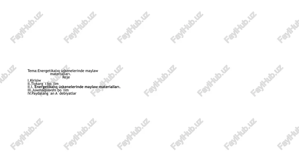 energetikalıq úskenelerinde maylaw materialları - Page 2