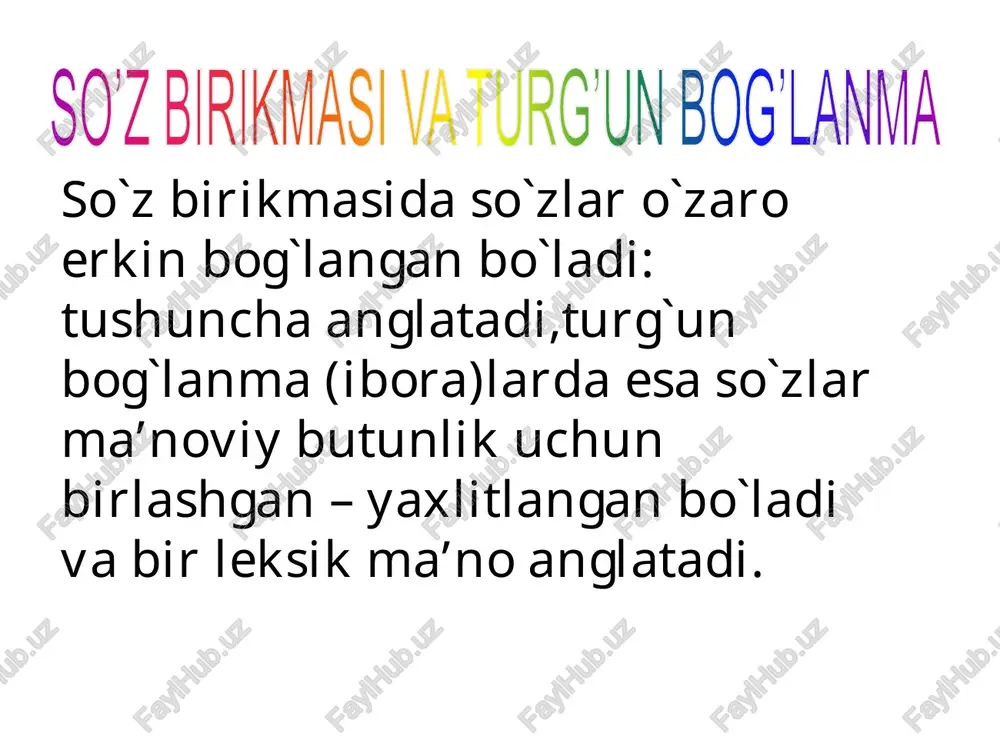 qoqqan qoziqday qotib qoldim. 5. mehmon joyiga o’tirdi-yu, ammo ko’ngli joyiga tushmadi. 6. og’ziga tolqon solganday jim o’tirdi. 7.manashu tirranchalarni deb boya rosa po’stagimni qoqishgandi. t e s t 1 1.yigit oqimga qarshi suzib, ariqning boshiga yetdi. 2.qo`rsligi, bema’ni gaplari, axir uning boshiga yetdi. 3.ota-bobolar nomini doim esda tutish kerakligini o`g`lining qulog`iga qo`ydi. 4.shifokor dorini bolaning qulog`iga qo`ydi mazkur gapda ajratilgan so`zlarning qay biri tushuncha anglatadi? a . 1,4 b .2,3 g.1,3 d. 2,4 2 1.yigit oqimga qarshi suzib, ariqning boshiga yetdi. 2.qo`rsligi, bema’ni gaplari, axir uning boshiga yetdi. 3.ota-bobolar nomini doim esda tutish kerakligini o`g`lining qulog`iga qo`ydi. 4.shifokor dorini bolaning qulog`iga qo`ydi ajratilgan gaplarning qaysi biri leksik ma’no ifodalagan? a . 1,4 b .2,3 s.1,3 d. 2,4 3 yigit oqimga qarshi suzib, ariqning boshiga yetdi. qo`rsligi, bema’ni gaplari, axir uning boshiga yetdi. ota-bobolar nomini doim esda tutish kerakligini o`g`lining qulog`iga qo`ydi. shifokor dorini bolaning qulog`iga qo`ydi ajratilgan gaplarning qaysi …