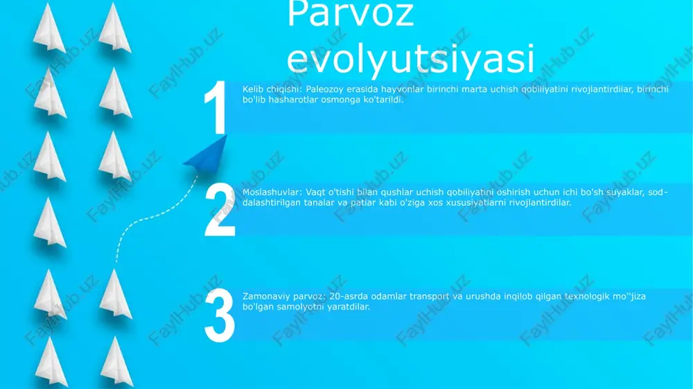 tez uchadigan samolyotlarga intilish 1976 yildan 2003 yilgacha ishlagan va tovush tezligidan ikki baravar yuqori tezlikda harakatlana oladigan konkordning rivojlanishiga olib keldi. reaktiv dvigatellar inqilobi: reaktiv dvigatellarning paydo bo'lishi yuqori tezlikdagi havo qatnovining yangi davrini boshlab berdi, bu parvoz vaqtlarini sezilarli darajada qisqartirdi va aviatsiya sanoatida inqilob qildi. havo transporti rivojlanishi (aviatsiya taraqqiyoti): jet davri va tovushdan tez sayohat havo transportini kengaytirish va modernizatsiya qilishda, global aloqa va iqtisodiy o'sishni rag'batlantirishda muhim rol o'ynadi. havo sayohatini kengaytirish 1. global ulanish: havo qatnovining kengayishi xalqaro savdo, turizm va biznes sayohatlarini osonlashtirib, global aloqani kuchaytirdi. bu masofalarni qisqartirdi va odamlarning chegaralarni kesib o'tishlarini osonlashtirdi, madaniy almashinuv va tushunishni rag'batlantirdi. 2. iqtisodiy o'sish: aviatsiya sanoatining o'sishi iqtisodiy rivojlanishni rag'batlantirdi. aviakompaniyalar va aeroportlar to'g'ridan-to'g'ri va bilvosita ish o'rinlari uchun ko'plab imkoniyatlar yaratdi. bundan tashqari, havo qatnovi korxonalarga jahon bozorlariga chiqish, savdo va sarmoyani oshirish imkonini beradi. 3. turizm sektori: havo sayohatlari turizm sektorining o'sishida …