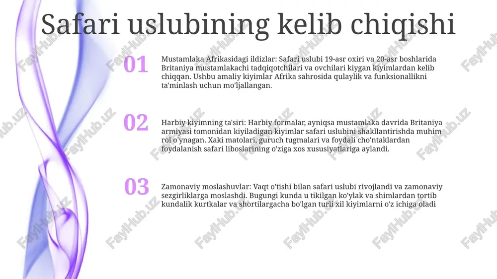 i o'yilgan yog'och haykallarni tanlang. tuproq ranglari va naqshlari: afrika savannasining issiq, jozibali ohanglarini tuproqli jigarrang, bej va terakota bilan quchoqlang. mintaqaning yovvoyi tabiatini uyg'otish uchun zebra chiziqlari, gepard dog'lari yoki fil naqshlari kabi hayvonlardan ilhomlangan naqshlarni qo'shing. organik teksturalar: tabiatning to'qimalari markaziy o'rinni egallaydi. qulay va haqiqiy tuyg'u yaratish uchun jut, rattan yoki sisal kabi to'qilgan materiallardan foydalaning. dag'al kesilgan yog'och va granit yoki ohaktosh kabi tabiiy toshlarni bino ichida qo'pol landshaftga teginish bilan tanishtiring. neytral rang palitralari safaridan ilhomlangan yer ohanglari: bej, jigarrang, zaytun va terakota kabi issiq va tuproq ranglari afrika savannasining keng landshaftlari va yovvoyi tabiatini uyg'otadi. cho'l vohasi pastellari: och pushti, shaftoli va akva kabi yumshoq va efir pastellari cho'lning nozik ranglaridan ilhomlangan tinch va osoyishta muhit yaratadi. sohil neytrallari: tinch qirg'oqlardan ilhomlangan ushbu palitrada qumli bej, driftwood kulrang va tinchlantiruvchi ko'k ranglar mavjud bo'lib, qirg'oq hayotining mohiyatini aks ettiradi. organik shakllar va naqshlar tabiiy …