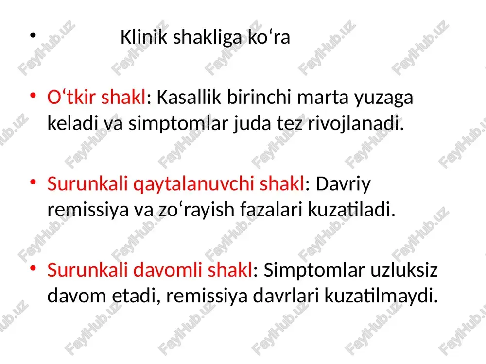 shakar va yog‘ iste'mol qilish kasallik xavfini oshirishi mumkin. infeksiyalar: bolalikdagi ichak infeksiyalari, masalan, clostridium difficile, escherichia coli kabi patogenlar yallig‘lanish jarayonini qo‘zg‘atishi mumkin. dori vositalari: antibiotiklar, nonsteroid yallig‘lanishga qarshi dorilar (masalan, ibuprofen) va kontratseptivlar ichak shilliq qavatiga zarar yetkazishi mumkin. 4. psixosomatik omillar: stress va emotsional zo‘riqish immun tizimiga salbiy ta'sir ko‘rsatib, kasallikni kuchaytirishi mumkin. 5. autoimmun mexanizmlar: nyk autoimmun kasallik hisoblanadi, bunda organizm o‘z to‘qimalarini (shilliq qavat hujayralari) "begona" sifatida tanib, ularga qarshi immun javob ishlab chiqaradi. nospetsifik yarali kolit (nyk) patogenezi, ya'ni bu kasallikning rivojlanish mexanizmlari, murakkab va ko‘p bosqichli jarayonlardan iborat. kasallikning asosi ichak shilliq qavatining surunkali yallig‘lanishi va immun tizimining noto‘g‘ri javobi bo‘lib, bir nechta mexanizmlar birgalikda kasallikni keltirib chiqaradi: 1. immun tizimining buzilishi: immun javobning noto‘g‘ri shakllanishi: nyk bo‘lgan bemorlarda organizmning immun tizimi ichak shilliq qavati hujayralariga hujum qiladi, bu esa yallig‘lanish jarayonini boshlaydi. 2. mikroflora va immunitetning o‘zaro ta'siri: mikroflora disbalansi (disbioz): ichak …
