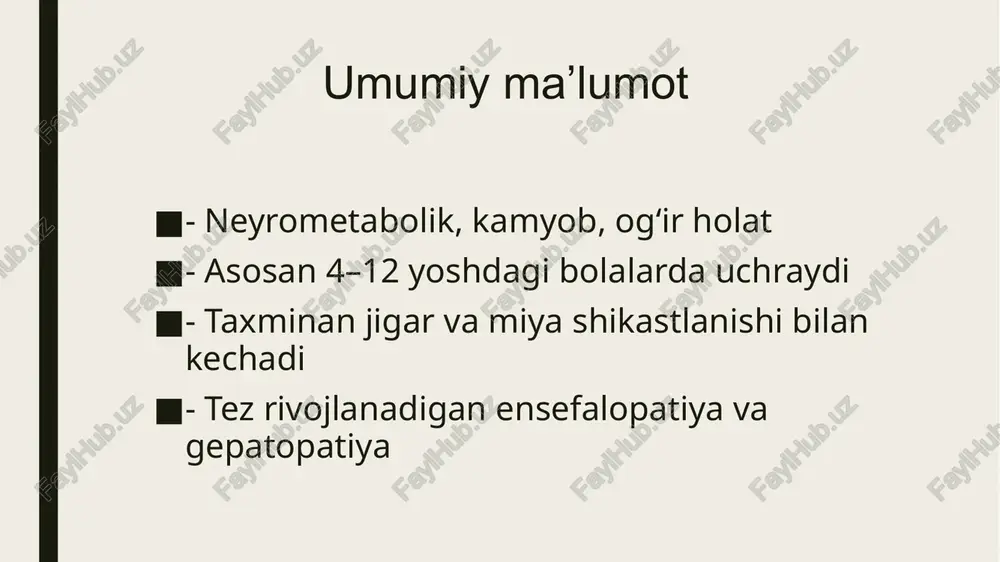 gnostika va intensiv yordam prognozni yaxshilashi mumkin oldini olish - bolalarda aspirindan foydalanmaslik - virusli infektsiyalar paytida simptomatik va xavfsiz antipiretiklar (paratsetamol, ibuprofen) ishlatish - oilaviy ma'lumot va sog‘liqni saqlash xabardorligi e’tiboringiz uchun rahmat image1.jpeg image2.jpeg image3.jpeg image4.jpeg