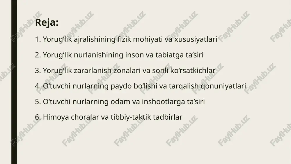 fluence yoki yorug‘lik energiyasi odatda kj/m2 birliklarida ifodalanadi va inson terisidagi kuyish darajasini aniqlashda ishlatiladi quyidagi taxminiy sonli chegaralar amaliy hisoblanadi va ularning qiymatlari portlash quvvati va atmosferik sharoitga bog‘liq holda o‘zgaradi. • 5–10 kj/m2 energiya maydoniga duchor bo‘lish i daraja (epidermal) kuyishlarni keltirib chiqarishi mumkin va terida qizarish va og‘riq paydo bo‘ladi. • 15–20 kj/m2 ii daraja kuyishlarni, pufaklar hosil bo‘lishini yuzaga keltiradi. • 20–40 kj/m2 iii daraja kuyishlarni chaqiradi bunda terining chuqur qatlamlari shikastlanadi va shifokor aralashuvini talab qiladi. • 40 kj/m2 dan yuqori kuchli termal energiya to‘qimalarni chuqur kuyishlar va ommaviy yo‘qotishlarni keltirib chiqaradi. misol tariqasida 15–20 kilotonna tnt ekvivalenti bo‘lgan portlashlarda yorug‘likdan kelib chiqqan og‘ir kuyishlar 1,5–3 kilometr ichida massiv yuz beradi katta megaton sinflarida esa oyog‘i minglab metrlar masshtabida kuyish radiusi oshadi. yorugʻlik nurlari odam tanasiga bevosita ta’sir qilganda terida turli darajadagi kuyishlar kuzatiladi: i daraja kuyish – qizarish, achishish, og‘riq (10–15 kj/m² energiyada) ii …