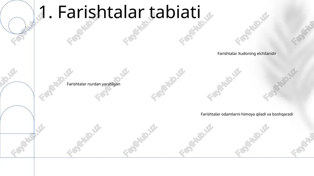 omlantirish orqali amalga oshiradilar. shuningdek, ular mo'minlarga allohga bo'lgan yo'lidagi to'siqlarni engib o'tishga yordam beradi. 4. farishtalar vazifalari farishtalarning qulashi – “farishtalarning ishlari” nomi bilan ham tanilgan turk seriali bir guruh ilohiyot talabalari haqiqat va oʻz eʼtiqodlarini izlayotgani haqida hikoya qiladi. farishtalarning ishlari - serialda din, falsafa va ezgulik va yovuzlik o'rtasidagi kurash mavzulari o'rganiladi, chunki talabalar o'z e'tiqodlari va haqiqiy dunyo muammolari murakkabligi bilan to'qnashadilar. “farishtalar qulashi” – 2012-yilda premyerasi bo‘lib o‘tgan serial turkiyada va undan tashqarida mashhur bo‘lib, o‘zining o‘ylantiruvchi hikoyasi va kuchli ijrosi uchun tanqidchilar olqishiga sazovor bo‘ldi. 5. farishtalar qulashi farishtalar xizmat qilish uchun yaratilgan farishtalar xudoga sajda qilish va unga xizmat qilish va yerda uning ishlarini bajarish uchun yaratilgan. farishtalar elchilardir.farishtalar ko'pincha xudo tomonidan odamlarga xabarlarni etkazish uchun ishlatiladi. farishtalar - jangchilar farishtalar ham yovuzlikka qarshi kurashadilar va xudoning xalqini himoya qiladilar. 6. muqaddas kitobdagi farishtalar farishtalar ierarxiyasi: farishtalar alohida ierarxik darajalarga bo'lingan, ularning har …