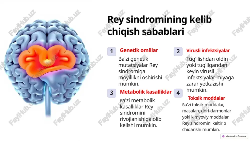 atlash ota-onalar va o'qituvchilar rey sindromini tushunish va bolani qo'llab-quvvatlash uchun ma'lumot va yordam oladilar. rey sindromini oldini olish yullari homiladorlik davrida sog'lom turmush tarzi homiladorlik davrida to'g'ri ovqatlanish va sog'lom turmush tarzini olib borish miya rivojlanishiga ijobiy ta'sir qiladi. vaktsinalarni o'z vaqtida qabul qilish ba'zi virusli infektsiyalar rey sindromining rivojlanishiga olib kelishi mumkin, shuning uchun vaktsinalarni o'z vaqtida qabul qilish muhim. bolalarning sog'lig'ini nazorat qilish bolalarni muntazam ravishda tibbiy ko'rikdan o'tkazish har qanday muammoni erta aniqlashga yordam beradi. rey sindromi bilan kasallangan bolalarning reabilitatsiyasi nutq terapiyasi nutq buzilishini tuzatish va muloqot qobiliyatini rivojlantirishga yordam beradi. jismoniy terapiya harakatlarni nazorat qilishni yaxshilash va mushaklarning kuchini oshirishga yordam beradi. kasb-hunar terapiyasi kundalik hayotda mustaqil ravishda bajarishga yordam beradigan amaliy ko'nikmalarni o'rgatish. rey sindromi bilan kasallangan bolalar uchun psixologik yordamlar psixologik yordam bolaning psixologik holatini yaxshilashga, stressni kamaytirishga va turmush tarziga moslashishga yordam beradi. bundan tashqari, psixologik yordam ota-onalarga ham qo'llab-quvvatlash va …