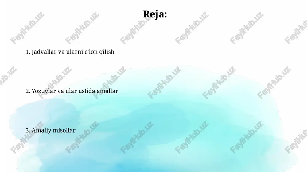 jadvallar va ularning deklaratsiyasi - Page 2
