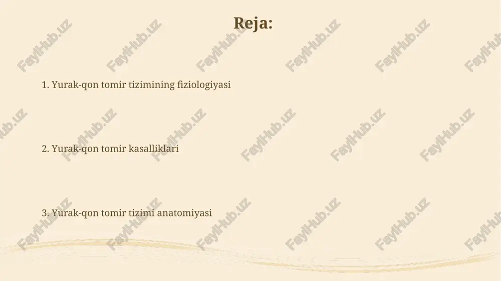 r zarba bilan taxminan 70 ml qonni qon tomirlari tizimiga yuboradi, bu kunlik hajmi 7000-10000 litrni tashkil qiladi. yurak-qon tomir kasalliklari chekish, yurak-qon tomir kasalliklari xavfini sezilarli darajada oshiradi, koronar arteriya kasalligi va infarkt xavfini 2-4 marta kuchaytiradi. yurak-qon tomir kasalliklari dunyo bo'yicha o'limning 17 millionta holatiga sabab bo'ladi, bu esa umumiy o'lim sabablarining 31% ni tashkil etadi. qon tarkibi va funksiyalari qonning asosiy funksiyalaridan biri – kislorodni o'pkadan tana hujayralariga va karbonat angidridni hujayralardan o'pkaga tashish bo'lib, bu jarayon gaz almashinuvi deb ataladi. qon tarkibida turli xil oqsillar, masalan, immunoglobulinarlar (antitellar) mavjud bo'lib, ular immunitet tizimini qo'llab-quvvatlaydi va infektsiyalardan himoya qiladi. e'tiboringiz uchun rahmat @taqdimot_robot image2.jpg image3.jpg image4.jpg image5.jpg image6.jpg image7.jpg image8.jpg