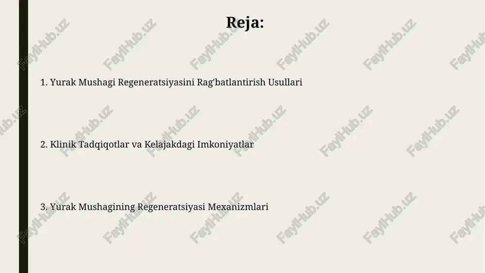 kiritiladigan 10 ng/ml konsentratsiyali bmp-2 o'sish omili samaradorligini oshiradi. klinik tadqiqotlar va natijalar kardiyomiyositlarning differensiatsiyasi jarayonini tezlashtiruvchi gen terapiyasi usullari bo'yicha o'tkazilgan 20 ta klinik sinovlarda, o'rtacha 15% bemorlarda yurak mushagining qayta tiklanishi qayd etilgan. stem hujayralar transplantatsiyasi bilan bog'liq 100 ta klinik kuzatuvda, bemorlarning 30% da chastotasi daqiqasiga 10 urug'dan ortiq bo'lgan yurak urishining tezlashuvi kamayganligi aniqlangan. yurak mushagining shikastlanish mexanizmlari yurak mushagining shikastlanishi ko'pincha 30-60% miokard infarktidan keyin sodir bo'ladi, bu esa kardiomiotsitlarning nekrozi va fibroz to'qimalarining hosil bo'lishiga olib keladi. oksidlovchi stress va yallig'lanish jarayonlari, masalan, nf-κb yo'lining faollashuvi, yurak mushagining shikastlanishida muhim rol o'ynaydi, bu esa 10-20% hujayralarni yo'qotishiga olib kelishi mumkin. infarq va uning oqibatlari taxminan 1 million miokard hujayralari har daqiqada infarkt paytida yo'qolishi mumkin, bu esa funktsional miokard massasining kamayishi va natijada yurak etishmovchiligining rivojlanishiga olib keladi. miokard infarkti yurak mushaklarining 20% dan ortig'ini yo'qotadigan hujayralar o'limining keng tarqalgan sababidir, bu esa qon …
