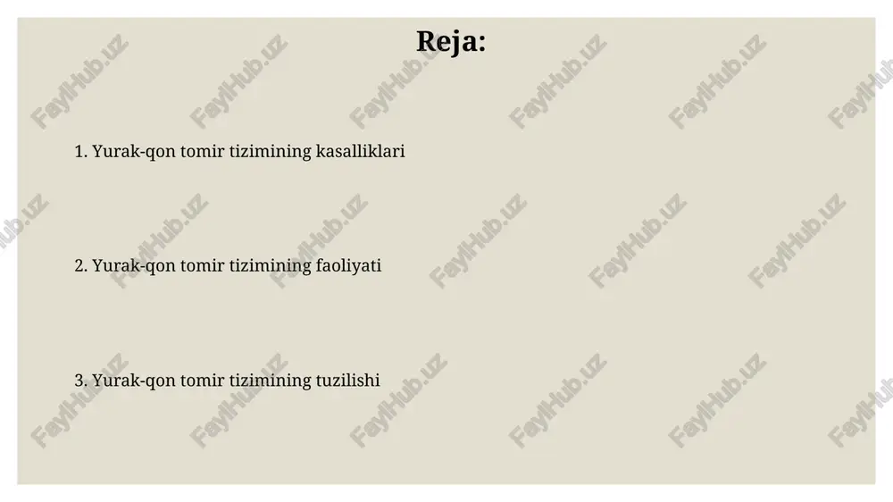 nazorat qilish yurak xurujlari va insult xavfini sezilarli darajada kamaytiradi, umr ko'rishni uzaytiradi. qonning tarkibi va funksiyalari yurak 4 ta bo'limdan (2 qorinchalar va 2 bo'lmachalar) iborat bo'lib, ular qonni o'pkaga va tananing boshqa qismlariga pompalaydi, shu bilan kislorod va ozuqa moddalarini tashishni ta'minlaydi. qon plazmasi taxminan 55% ni tashkil qilib, suv, oqsillar, elektrolitlar va boshqa moddalardan iborat bo'lib, qon hujayralarini o'z ichiga oladi va tana haroratini tartibga soladi. yurak yetishmovchiligi bemorlarning taxminan 30-40%ida yurak yetishmovchiligi gipertenziya yoki koronar arteriya kasalligi kabi boshqa kasalliklarning asorati sifatida rivojlanadi. yurak yetishmovchiligi bilan kasallangan bemorlarning 50% dan ortig'ida chap qorincha sistol funksiyasi pasaygan bo'ladi, bu esa qon aylanishining kamayishiga olib keladi. qon tomirlari: arteriyalar, venalar va kapillyarlar kapillyarlarning umumiy uzunligi inson tanasida taxminan 96 000 km ga yetadi, bu yerning ikki barobaridan ko'proqdir va gaz almashinuvi uchun keng sirt maydonini ta'minlaydi. arterial devorlarining uchta asosiy qatlami – intima, media va adventitia – mavjud …