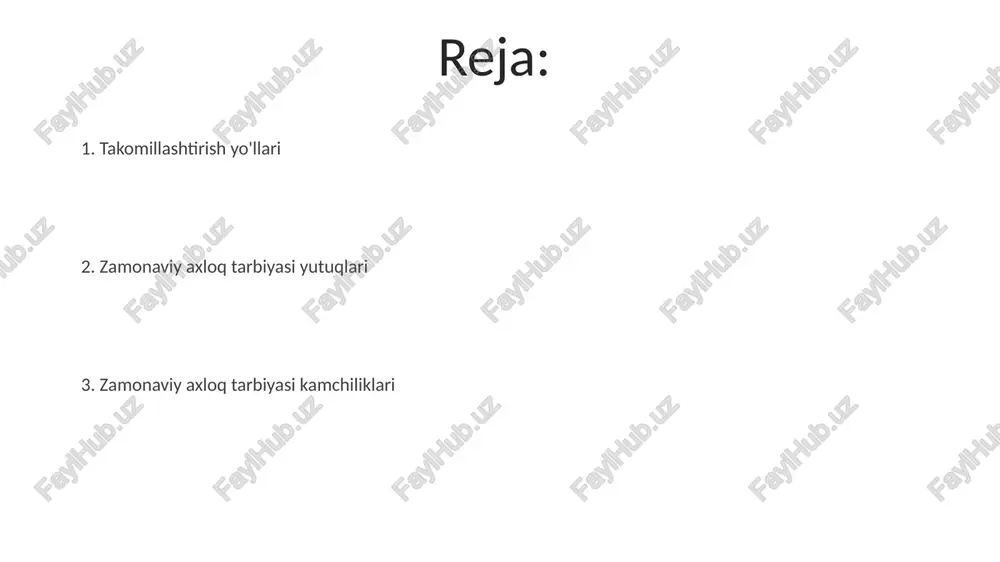 ini 2 barobarga oshirish orqali, yoshlarda mustaqil axloqiy qarorlar qabul qilish malakalarini shakllantirish mumkin. ota-onalar bilan hamkorlikdagi kamchiliklar ota-onalarning turli ijtimoiy-iqtisodiy darajalari va ta'lim darajalaridagi farqlar (masalan, 40% kam ta'minlangan oilalar) samarali hamkorlikni qiyinlashtiradi va farzandlarning axloqiy tarbiyasi yondashuvlarida nomutanosiblikni keltirib chiqaradi. ota-onalar bilan o'tkaziladigan uchrashuvlarning atigi 15-20%i o'zaro muloqot va muammolarni birgalikda hal qilishga qaratilgan bo'lib, qolganlari esa bir tomonlama axborot berishga asoslangan. ekologik madaniyatni shakllantirishdagi yutuqlar ekologik madaniyatni shakllantirishda maktablarda 30% ga yaqin o'quvchilar atrof-muhitni muhofaza qilish bo'yicha amaliy ko'nikmalarga ega bo'lishdi, bu esa kelajakdagi avlodning ekologik savodxonligini oshirishda muhim yutuq hisoblanadi. ekologik ta'limning zamonaviy usullari, masalan, interaktiv o'yinlar va onlayn platformalarning qo'llanilishi, yoshlarning ekologik bilimlarini 20% ga oshirdi va ularni atrof-muhit muammolari haqida xabardor qildi. muloqot madaniyatini oshirishdagi yutuqlar muloqot madaniyatini oshirishda 30% ga yaqin o'quv yurtlarida yangi interaktiv usullar qo'llanilmoqda, bu esa talabalarning muloqot ko'nikmalarini sezilarli darajada yaxshilashga yordam bermoqda. ijtimoiy tarmoqlarda olib borilayotgan madaniy muloqotga …