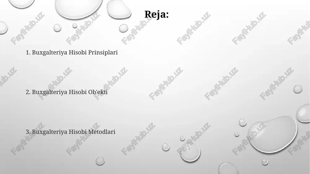 kerak, ya'ni balans tenglamasi (aktivlar = passivlar) 1:1 nisbatda ifodalanadi. buxgalteriya hisobi usullari soliq hisobotida foydalaniladigan buxgalteriya hisobi usullari, 1-toifa va 2-toifa soliq to'lovchilari uchun farq qiladi. bu farq hisobot berish talablariga ta'sir qiladi. aktivlar va majburiyatlarni baholashda kamida 3 xil baholash usuli qo'llaniladi: tarixiy qiymat, qoldiq qiymat va bozor qiymatlari. bu usullar hisobotning aniqligiga ta'sir qiladi. buxgalteriya hisobi usullarining 2 ta asosiy turi mavjud: qayta hisoblash va to'g'ridan-to'g'ri hisoblash usullari, ularning har biri turli xil operatsiyalarni hisoblashda qo'llaniladi. men soliqlar o'zbekistonda qo'shilgan qiymat solig'i (qo'shilgan qiymat solig'i) stavkasining asosiy ko'rsatkichi 15% ni tashkil etadi, ammo ayrim tovar va xizmatlar uchun imtiyozli stavkala ham qo'llanilishi mumkin. soliq kodeksiga asosan, jismoniy shaxslar uchun daromad solig'i stavkasi 12% dan 25% gacha, daromad miqdoriga bog'liq holda farq qiladi. 2023-yil uchun yakka tartibdagi tadbirkorlarning soliq deklaratsiyasini topshirish muddati 1-apreldan kechiktirilmasligi kerak. jarima miqdori kechiktirilgan har bir kun uchun hisoblanadi. pul oqimlari hisobi pul oqimlari …