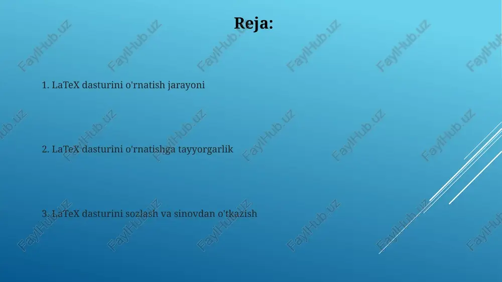 gi fayllarni o'z ichiga oladi, taxminan 10 gb disk maydonini egallaydi. shuning uchun, diskdagi bo'sh joy yetarliligiga ishonch hosil qiling. overleaf kabi onlayn latex muharrirlaridan foydalanishni ham ko'rib chiqing, bu sizga dasturni kompyuteringizga o'rnatmasdan ham latex hujjatlarini yaratish imkonini beradi, lekin bu offline rejimda ishlash imkoniyatini cheklaydi. tex editorlarini tanlash tex muharrirlarini tanlashda, 20 dan ortiq bepul va ochiq manbali variantlar mavjud bo'lib, ularning har biri o'ziga xos xususiyatlarga, masalan, sintaksik yoritish yoki avtomatik to'ldirish funksiyalariga ega. texworks kabi engil muharrirlar kamroq resurs talab qiladi, 10 mb dan kam o'lchamga ega bo'lib, eski kompyuterlarda ham muammosiz ishlaydi, lekin funksiyalar soni cheklangan bo'lishi mumkin. tizim talablari latexni o'rnatish uchun kamida 2 gb operativ xotira va 5 gb bo'sh joyli qattiq disk kerak, shuningdek, 64-bitli operatsion tizim tavsiya etiladi. tex live yoki miktex kabi latex tarqatmalarini o'rnatish jarayoni operatsion tizimingizga va internet ulanishingiz tezligiga bog'liq holda 30 minutdan 2 soatgacha vaqt talab …