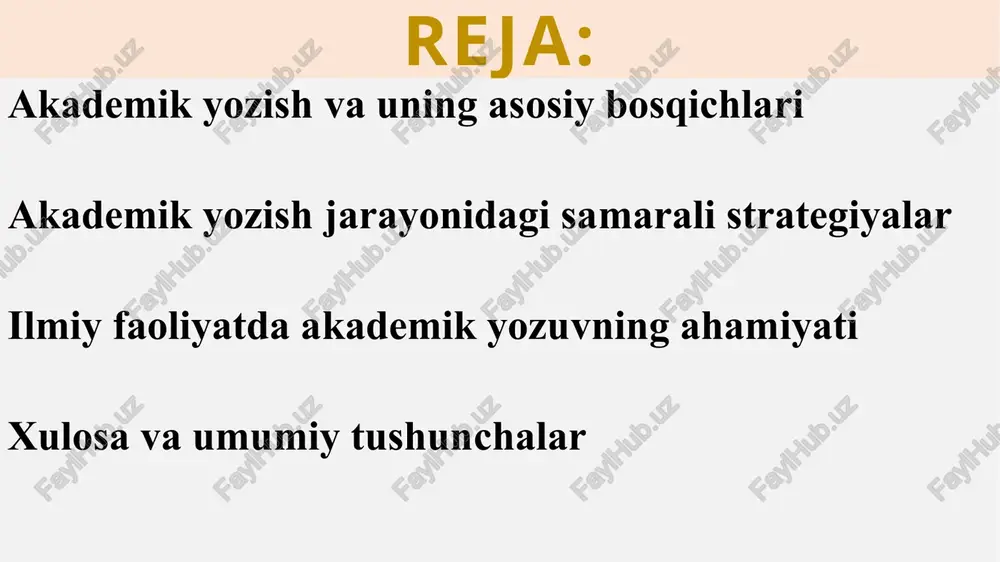 izni oshiring. yozuvingizning aniqligi va rasmiyligini oshirish uchun takomillashtirilgan akademik atamalardan foydalanishni doimiy ravishda kengaytiring. uslubning izchilligini qo'llab-quvvatlash. professional ohang va izchil bayonni saqlash uchun hujjatingizdagi ovoz va taranglikni muntazam ravishda ko'rib chiqing va sozlang. rasmiy akademik yozish qoidalaridan istisnolar reflektiv hisobotlar va shaxsiy bayonotlar. ushbu turdagi hujjatlar ko'pincha shaxsiy, aks ettiruvchi yozish uslubidan foydalanadi. ular har doim ham akademik matnlarda kutilgan rasmiy tilga qat'iy rioya qilishni talab qilmaydi. muqaddima va minnatdorchilik. ushbu bo'limlar ichida dissertatsiyalar yoki tezislar ilmiy tilning qat'iy rasmiyatchiligidan farqli o'laroq, minnatdorchilik bildirish yoki tadqiqotingizning kelib chiqishini muhokama qilish uchun suhbat ohangida yozilishi mumkin. bloglar va fikr qismlari. akademik kontekstda bloglar yoki fikr ustunlari uchun yozish ko'pincha kamroq rasmiy uslubni kengroq auditoriyaga jalb qilish imkonini beradi. foydalanilgan adabiyotlar: 1. hayot, erik(2014). akademik uslubning elementlari: gumanitar fanlar uchun yozish. kolumbiya universiteti matbuoti. isbn 978-0-231-53741 2. qanday qilib akademik uslubda yozish kerak. demonfort universiteti. 2019. 3. mahmudov n., mahkamov …