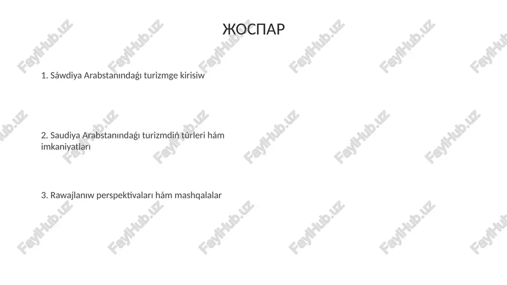 lengen talaplarǵa juwap beriwleri shárt. infrastruktura hám transport saudi arabiyasında «vision 2030» sheńberinde 100 milliard aqsh dollarınan aslam bahası bolǵan neom sıyaqlı iri infrastrukturallıq joybarlar iske túsirilip, turizmge tásir etpekte. haramain tezyurar poezdı mekke hám medinanı jeddah aeroportı arqalı baylanıstırıp, ásirese háj dáwirinde 450 kilometr jol boylap jıl dawamında 60 millionnan aslam jolawshıǵa xızmet kórsetedi. turizm máwsimleri hám waqıyalar ramazan ayında hám eid al-fitrde dinniń áhmiyeti kúsheyedı, sonlıqtan umra zıyaratı hám mekteplerde jazǵı dem alıslar júz beredi, bul iyul-avgust aylarında sayaxatlawdı arttıradı. qıs máwsiminde, riyadtaǵı king abdulaziz festivalı atlar boyınsha konkurslar hám mádeniy kórsetiliwler menen ǵárezsizlik bayramın óz ishine aladı, ol dekabrden fevralǵa shekem dawam etedi. turaq jay variantları «turaq jay variantları» turistlerge qolaylıqlıq hám ılayıqlılıq beredi, sebebi ol jerde 5 juldızlı otellerden baslap arzanǵa túsiriwshi jaylarǵa shekemgi barlıq túrleri bar. saudiya arabstanındaǵı «turaq jay variantları» jergiylikli mádeniyattı hám miyman dóstligin seziw ushın úy ijaraları yaki jergiylikli miyman úyleri sıyaqlı …