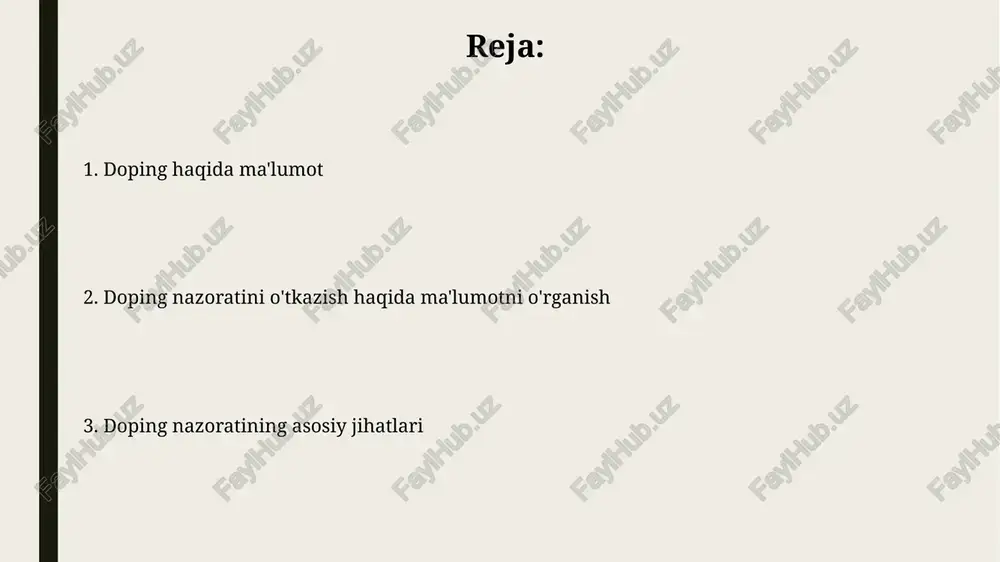 sh tartibi doping nazoratini o'tkazish tartibi 24 soat davomida amalga oshirilishi mumkin, bunda sportchiga test o'tkazish to'g'risida xabar beriladi va u darhol test topshirishi shart. namuna olish jarayonida sportchi o'z shaxsini tasdiqlovchi hujjat taqdim etishi, a va b namunalari uchun idishlarni tanlashi va ularni kodlashda ishtirok etishi lozim. namunalar olish jarayoni namuna olish joyi doping nazorati xodimining nazorati ostida bo'lib, sportchi id kartasi va vakolatli hujjatlar bilan tasdiqlanadi. siydik namunasi a va b idishlarga bo'linadi: a idishi taxminan 90 ml, b idishi esa 30 ml bo'lishi shart. tahlil natijalari va ularning talqini analiz natijalari iso 17025 standarti bo'yicha akkreditatsiyadan o'tgan laboratoriyalarda aniqlanadi, musbat natijalar 2 ta mustaqil usul bilan tasdiqlanadi. qon zardobida epo darajasi me'yordan oshsa, gematologik passportdagi anormalliklar inobatga olinib, bu doping qoidabuzarligi ekanligi aniqlanishi mumkin. sanksiyalar va javobgarlik doping qoidalarini buzgan sportchilar 4 yilgacha musobaqalardan chetlatilishi mumkin, bu wada kodeksining 10.2.1-moddasida belgilangan, og'ir holatlarda esa umrbod diskvalifikatsiya ham …