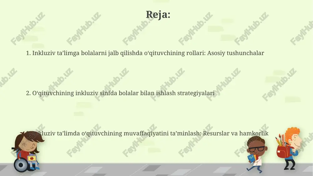 qobiliyatini aniqlaydi, individual ehtiyojlarni hisobga olgan holda, o'quv maqsadlarini belgilashda asosiy rol o'ynaydi. iepning 2-qismi aynan shunga qaratilgan. o'qituvchi o'quv dasturini moslashtiradi, 3-sinf uchun maxsus metodlar va materiallarni yaratadi, o'quvchining 4-ta'lim olishida o'ziga xos usullarni ishlab chiqadi. sinfni moslashtirish va oʻquv materiallarini modifikatsiya qilish sinfni moslashtirishda o'quv muhitini 100% qulay qilish, yorug'lik, shovqin darajasi va joylashuvni o'quvchining individual ehtiyojlariga moslashtirishni o'z ichiga oladi. o'quv materiallarini modifikatsiya qilish 504-reja yoki iep asosida topshiriqlar hajmini kamaytirish, taqdim etish usullarini o'zgartirish yoki qo'shimcha yordam berishni anglatadi. hamkorlik va jamoaviy ish hamkorlik bolalarga moslashuvchan o'quv rejalari va 1:1 yordam berishda yordam beradi, bu esa har bir bolaning individual ehtiyojlarini qondiradi. jamoaviy ish o'qituvchilarga baholash ma'lumotlarini (masalan, iep maqsadlari) baham ko'rishga imkon beradi va darslarni rejalashtirishda sinergiyaga erishishga yordam beradi. ota-onalar va oilalar bilan aloqa ota-onalar bilan erta aloqa 3-5 yoshgacha bo'lgan bolalarning individual ta'lim rejasini (itr) ishlab chiqishda muhim rol o'ynaydi, chunki ularning kuzatuvlari …