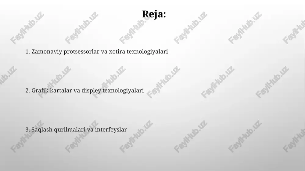 wi-fi 6e 6 ghz diapazonida ishlaydi, 1200 mbit/s gacha tezlikni ta'minlaydi va kanallarning kamroq zichligi tufayli tarmoq yukini kamaytiradi. bluetooth 5.2 le audio texnologiyasi quvvat sarfini kamaytiradi va lc3 kodeki orqali yuqori sifatli audio uzatishni ta'minlab, mustahkam ulanish yaratadi. operatsion tizimlar va virtualizatsiya zamonaviy operatsion tizimlari, masalan, windows 11, 64 bitli arxitekturalarni qo'llab-quvvatlaydi, bu esa 128 gb dan ortiq ramdan samarali foydalanish imkoniyatini beradi. virtualizatsiya yordamida bitta jismoniy serverda turli operatsion tizimlarning bir nechta virtual mashinalarini (vm) yaratish mumkin, misol uchun, 5 ta linux vm. kompyuter xavfsizligi va himoya ko'p faktorli autentifikatsiya (mfa) tizimi, shaxsni tasdiqlashda 2 yoki 3 bosqichli tekshiruvni talab qilib, parol o'g'irlanishi xavfini sezilarli darajada kamaytiradi. zero trust arxitekturasi tashqi va ichki tarmoqlarga bir xilda shubha bilan qaraydi, har bir foydalanuvchi va qurilmaning harakatini doimiy tekshirib, ruxsat berishdan oldin. e'tiboringiz uchun rahmat image4.png image2.png image5.jpg image6.jpg image7.jpg image8.jpg image9.jpg image10.jpg image11.jpg image3.png