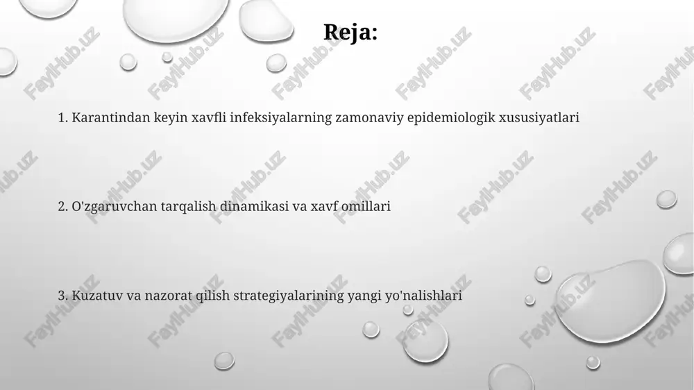 ari va kommunikatsiya strategiyalari 25% ga ishonchni oshiradi. infektsiyani nazorat qilishda ilg'or texnologiyalardan, masalan, aiga asoslangan epidemiologik kuzatuv va prognozlash tizimlaridan kengroq foydalanish 75% ga samaradorlikni oshirmoqda. profilaktikada individual xavf omillarini hisobga olgan holda, maqsadli vaktsinalash strategiyalari va farmakologik aralashuvlar 30% ga kasallanish darajasini kamaytiradi. e'tiboringiz uchun rahmat @taqdimot_robot image3.png image1.png image2.png