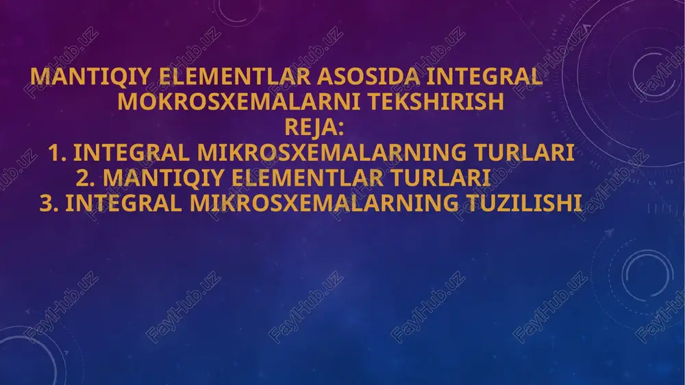 v, texnologik va elektr jihatdan oʻzaro uzviy bogʻlangan (birlashtirilgan) va oʻta zich joylashtirilgan boʻladi. uzluksiz yoki diskret (uzlukli) elektr va optik signallar tarzidagi axborotlarni qabul qilish, qayta ishlash uchun moʻljallanadi. integral sxema quyidagi xillarga boʻlinadi: elementlarni birlashtirish (integratsiya) usuli boʻyicha – yaxlit (monolit) va gibrid (tarkibiy) (osma diskret elektron asboblarlan foydalanilgan) sxemalar; ishlov beriladigan signallarning xili boʻyicha – raqamli va analog sxemalar; isdagi elementlar soni n (integratsiya darajasi) boʻyicha – kichik (n 104) sxemalarga boʻlinadi. integral sxema elektron hisoblash mashinalari, nazorat-oʻlchash apparatlari, aloqa texnikasi va boshqa sohalarda qoʻllanadi.[1] robert noys (rasmda) esa o'z ixtirosini pullash uchun uzoq izlangach, 1968-yilda o'zi tavakkalga qo'l urib, ims ishlab chiqarish bilan shug'ullanuvchi o'z mustaqil kompaniyasini tashkil etadi. siz noysning o'sha kompaniyasi ishlab chiqargan imslardan albatta foydalangan bo'lsangiz kerak. u haqida ko'p eshitganingiz ham aniq. chunki, noys asos solgan o'sha integral mikrosxemalar, ya'ni, chiplar ishlab chiqaruvchi kompaniya intel deb ataladi va u hozirda, ims ishlab …