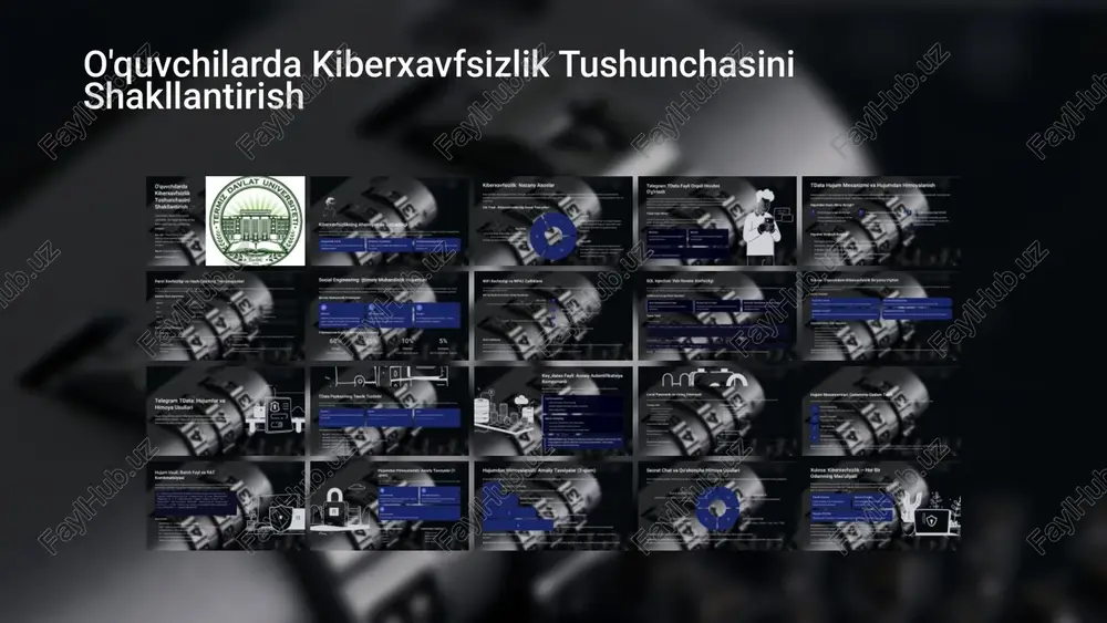 igi mumkin. 5 telegram tdata fayli orqali hisobni o'g'irlash telegram messenjeri o'zbekistonda eng mashhur aloqa vositasi bo'lib, 18-24 million foydalanuvchiga ega. biroq, tdata fayli orqali hisob o'g'irlash kabi zamonaviy hujum usullari tobora keng tarqalmoqda. 2025-yil iyul oyida toshkentda aniqlangan jinoiy guruh telegram messenjerida virusli apk dasturlar yordamida 177 ta bank kartasidan qariyb 1 milliard so'm o'g'irlagan. tdata fayli nima? tdata (telegram data) - bu telegram desktop dasturining barcha ma'lumotlarini saqlovchi papka. ushbu papkada autentifikatsiya tokenlari, sessiya ma'lumotlari, shifrlangan xabarlar, medialar, sozlamalar va kontaktlar joylashgan. windows c:\users\[username]\appdata\roaming\telegramdesktop\tdata macos ~/library/application support/telegram desktop/tdata linux ~/.local/share/telegramdesktop/tdata 6 tdata hujum mexanizmi va hujumdan himoyalanish kiberjinoyatchilar tdata papkasini qo'lga kiritishning bir nechta usullarini qo'llaydi. zararli dasturlar (troyan, spyware), ijtimoiy muhandislik, fizik kirish yoki masofadan boshqarish dasturlari (anydesk, teamviewer) orqali hujumlar amalga oshiriladi. hujumdan keyin nima bo'ladi? 1 o'z kompyuteriga ko'chirish tdata papkasini o'z telegram desktop dasturi papkasiga joylashtiradi 2 telegram desktop ni ishga tushirish dastur avtomatik …