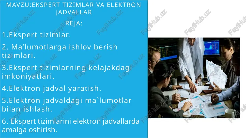 rejasini taqdim etadi. ekspert tizimni yaratish bilimlar muhandisligi sifatida mashhur va uch asosiy qismdan tashkil topgan: • bilimlar bazasi; • yakunlovchi mexanizm; • foydalanuvchi interfeysi. afzalliklari ular izchillik kasb etadi. qarorlar har safar bir xil maʼlumotlar va mantiq bilan qabul qilinadi, shu bois ular har doim ayni vaziyat uchun bir xil qarorga keladi. inson esa diqqat yetishmasligi yoki ayrim faktlarni unutib qoʻyish tufayli har xil yechimlarni berishi mumkin. ular ulkan xotiraga ega va butun dunyodagi ekspertlar foydalanishi mumkin boʻlgan barcha bilimlarni oʻz ichiga olishi mumkin. alohida inson cheklangan bilimga ega va unutishi mumkin. ulardan har doim foydalanish mumkin – 24/7. inson-ekspertlar esa bunday emas, ular dam olish va uyquga ehtiyoj sezadilar. ular bir nechta foydalanuvchiga moʻljallangan va bir vaqtning oʻzida internet orqali hamma ulardan foydalanishi yoki tizim nusxalanishi va tarqatilishi mumkin. kishilar bir martada faqatgina bitta muammoni yecha oladi, shu bois soʻrovlar ustuvorlik darajasiga qarab tartiblanishga majbur. kishilardan kutib turish …