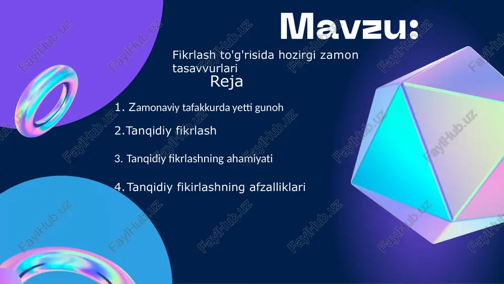 arba bering", "taxmin qiling" yoki "buni ko'ring" deyishadi. samaradorlik testlarida (maktabda, universitetda va ishda) bo'sh joy qoldirsak, shaxsiy bilimimiz etishmasligini tan olganimiz uchun mukofot olish o'rniga, bizga nol beriladi. siyosatchilar intervyuda "bilmayman" degan so'zlarni aytsalar qoralanadilar va bu iboraning talaffuzi bo'yicha o'ralib qolishlari kutiladi. o'tmishdagi bir qancha mashhur, ma'rifatli mutafakkirlarimiz xatoligimizni, jaholatimizni, kamchiliklarimizni va hokazolarni tan olishimiz kerakligini va bu tan olish donolikka ega bo'lishning kaliti ekanligini hisobga olsak, bu juda g'alati. nega tanqidiy fikrlash muhim? siz qabul qilgan qarorlar hayot sifatiga ta'sir qiladi. va agar siz eng yaxshi, eng muvaffaqiyatli va baxtli hayot kechirishingizga ishonch tanlov qilishni xohlaysiz. buni hosil qilishni istasangiz, ongli ravishda tanqidiy fikrlash deb nomlanuvchi oddiy narsa bilan amalga oshirish mumkin. qanday qilib qobiliyatingizni tanqidiy yaxshilash mana, fikrlash va afsuslanmaydigan qarorlar qabul qilish. siz, albatta, tanqidiy fikrlash haqida eshitgansiz, lekin bu aslida nimani anglatishini to'liq bilmasligingiz mumkin va bu juda ko'p ta'riflar mavjudligi sababli. biroq, aksariyat …