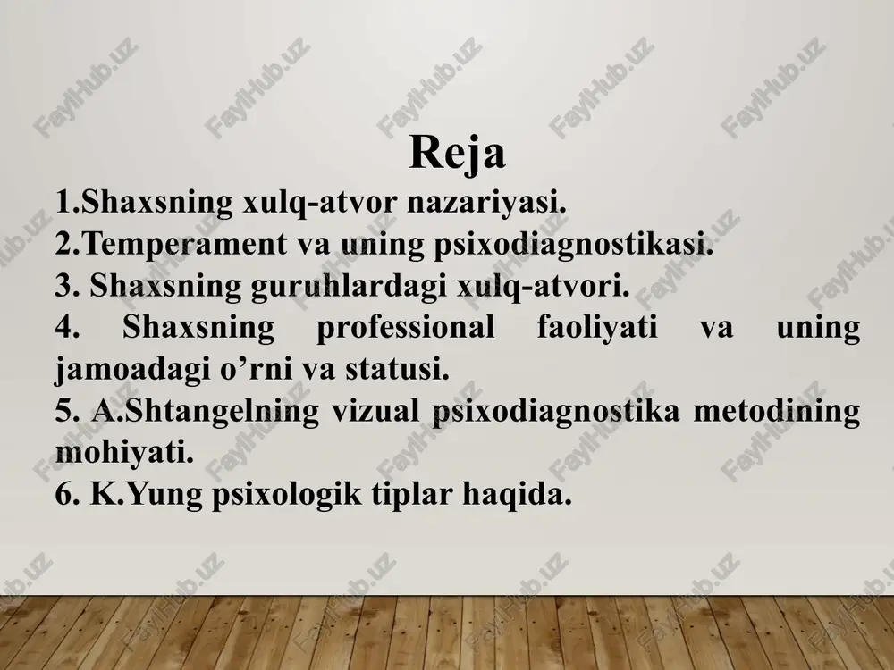 b ijtimoiy adabtasiya (ko’nikuvchanlik) xosdir. introversiya – ekstraversiyaning hissiy tavsiflar bilan birga qo’shilib kelishi shaxs temperamentini belgilab beradi. 2. temperament va uning psixodiagnostikasi temperament tushunchasi lotincha temperamentum – qismlarning tegishli nisbati, mutanosiblik degan so’zdan kelib chiqqan. temperament – shaxsning o’ziga xos xususiyatlari majmuidan iborat bo’lib, ular uning faoliyatining dinamik va hissiy tomonlarini, shuningdek xulq-atvorini aks ettiradi. temperament tiplari temperamentning eng mashhur turlari (sangvinik, melanxolik, flegmatik, xolerik) miloddan avvalgi asrdayoq gippokrat tomonidan joriy qilingan bo’lib, ularning nomlari hanuzgacha saqlanib qolgan, lekin mazmuni o’zgargan. xolerik – nerv sistemasidagi ko’zg’alish va tormozlanish jarayonlari kuchli, bu ikki jarayon biron nerv markazi doirasida tez o’rin almashadi va shu bois bu tipga mansub kimsa biron faoliyatga tez kirishib, tezda sovib ketishi mumkin. yangiliklarga ehtirosi baland, g’ayratli va o’ta harakatchan, bir maromdagi faoliyatni, monoton tarzdagi ishlarni yoqtirmaydi, doimo yangilikka intiluvchan. yangi muhit va jamoada o’zini yaxshi his qiladi va o’zgaruvchan sharoitlarga tez moslashadi. bunday kimsalarga yangi o’zlashtirilayotgan …