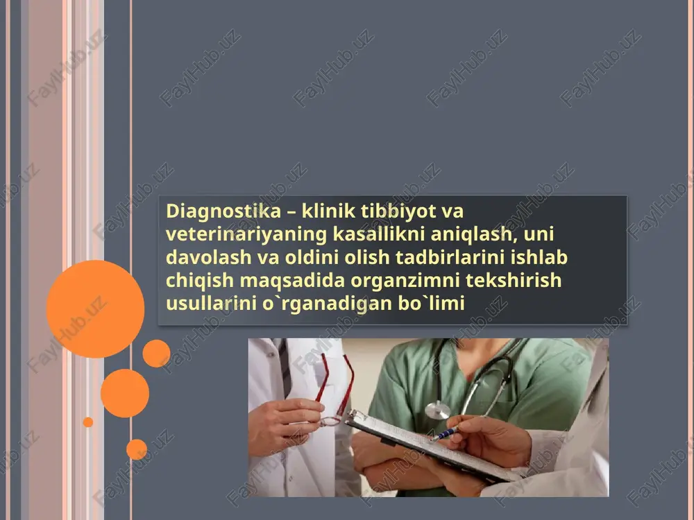 olog`a bo`lmaydi sog`liqni saqlashda tibbiy texnologiyalarning afzalliklari rivojlanib borayotgan tibbiy asbob – uskunalar sohasida bir qator innovatsiyalar va yangi texnologiyalar aydo bo`lmoqda bu asbob – uskunalar, asosan bemorlarni davolash, diagnostika qilish va sog`liqni saqlash jarayonlarini yaxshilash maqsadida ishlab chiqilmoqda quyida ba`zi muhim yo`nalishlar va yangiliklar keltirilgan: 1 telemeditsina 2 sun`iy intellekt 3 weareble texnologiyalar 4 3d bosma tibbiy asboblar 5 robototexnika 6 genetik tahlil va personalizatsiya 7 mobil ilovalar rentgen apparatida asosan skelet travmalari, o`pka buyrak va hazm qilish sistemalari tekshiriladi zamonaviy rentgen asboblari tasvir sifatini yaxshilash va radiatsiya ta`sirini kamaytirish uchun ilg`or tasvirlash texnologiyasidan foydalanadi rentgen asboblari intruziv protseduralarsiz batafsil tasvirlarni taqdim etadi rentgen asbobi turlari: tibbiy rentgen asbob uskunalari sanoat radiografiya tizimlari rentgen kristallografiya asboblari e`tiboringiz uchun rahmat! image2.png image6.jpeg image7.jpeg image8.jpeg image9.jpeg image10.jpeg image11.png image12.png image13.png