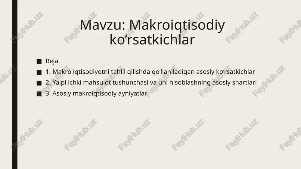 o‘rganish, unga tizimli baho berish uchun yuqorida sanab o‘tilgan barcha ko‘rsakichlardan foydalanish zarur, aks holda bir tomonlama yondoshuvga yo‘l qo‘yilishi mumkin. makroiqtisodiy statistika va tahlilda uzoq davr mobaynida yalpi milliy mahsulot va yalpi ichki mahsulot ko‘rsatkichlaridan baravar foydalanib kelindi. har ikkala agregat ko‘rsatkich ham mamlakatdagi iqtisodiy faollik darajasini xarakterlasada kapital va ishchi kuchi migratsiyasi mavjudligi sababli ular o‘zaro farq qilishadi. 22 bugungi kunga kelib milliy hisobchilik tizimini qo‘llaydigan deyarli barcha davlatlarda yalpi ichki mahsulot ko‘rsatkichi asosiy makroiqtisodiy ko‘rsatkich sifatida tan olindi. ko‘pgina iqtisodiy adabiyotlarda yaimga ishlab chiqarilishida qo‘llanilgan resurslar qaysi davlatga tegishliligidan qat’iy nazar, mamlakatning jug‘rofiy hududida yaratilgan pirovard tovarlar va xizmatlarning bozor baholari yig‘indisi deb ta’rif berib kelingan. 1993 yilda qabul qilingan (2008 yilda yangi tahrir) bmt mhtning yangi talqiniga ko‘ra yalpi ichki mahsulot (yaim) tushunchasiga aniqliklar kiritildi. yangicha talqiniga ko‘ra: yalpi ichki mahsulot - mamlakat hududida ma’lum muddat davomida ishlab chiqarilgan pirovard tovarlar va xizmatlar bozor baholarining umumiy …
