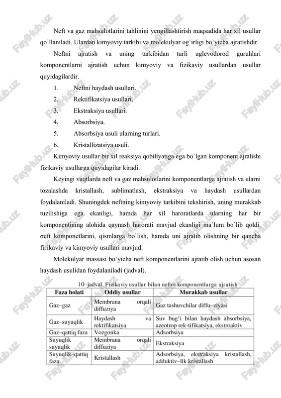 hda suv sovutkichlardan shiddat bilan o`tkagiladi, 1γ0 0c dan yuqori haroratda qaynaydigan moddalarni tozalash va ajaratishda suv sovutkichidan suvni sekinlik bilan o`tkagamig. aks holda harorat farqi kattaligi natijasida moddalarni ajratishda va esa, havo sovutkichlardan - oddiy shisha naylardan foydalaniladi. moddalarni qaynash harorati orasidagi farqi katta bo`lsa, ularni oddiy haydash usuli bilan ajratib olinadi. avval past haroratda qaynaydigan modda ajratib, keyin yuqori haroratda qaynaydigan modda haydashda yoki qattiq modda ajralib kristallanib qoladi. moddalarning qaynash haroratidagi farq unchalik katta bo`lmaganda, avval past haroratda qaynaydigan i modda haydaladi. bu birinchi fraksiya deyiladi va uni alohida ajratib olinadi. harorat ko`tarila boshlag`ich yig`gich kolbani almashtiramig, bunda harorat asta ko`tarilib, yuqori haroratda qaynaydigan (ii modda) ham qo`shilib haydala boshlaydi bu ii fraksiya deyiladi. huddi shunday uchinchi martta harorat ko`tarilishi bilan yig`gich kolba almashtiriladi va toga ikkinchi modda ajraladi bu iii fraksiyadir. demak bunda avval i modda haydaladi, ya`ni aralashma uchta fraksiyaga bo`linadi (1-rasm). bu fraksiyalab haydash …