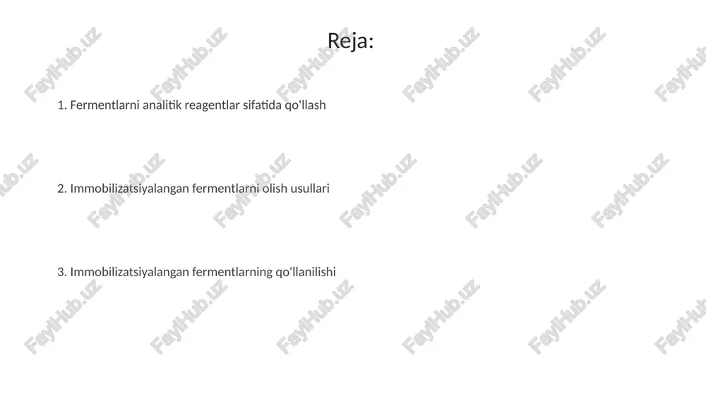 li ferment molekulalarini funksionallashtirilgan zarrachalar yuzasiga kimyoviy reaksiyalar orqali bog'laydi, yuqori mustahkamlikni ta'minlaydi. masalan, glutaraldegid yordamida aminoguruhlar bilan bog'lanish 2-6 uglerodli tutashuv hosil qiladi. ushbu usulda ferment faollik darajasi yuqori bo'lishi mumkin, chunki bog'lanish fermentning faol markaziga ta'sir etmaydi. ammo, ba'zi hollarda 50% gacha faollik pasayishi kuzatilishi mumkin. qamrab olish (inkapuslyatsiya) usuli qamrab olish usuli fermentlarni barqarorlashtirish uchun ishlatiladi, bunda fermentlar polimer matritsasi ichiga joylashtiriladi, bu ularni tashqi muhit ta'siridan himoya qiladi va faolligini saqlaydi. inkapuslyatsiya fermentlarning diffuziyasini cheklaydi, bu esa reaksiyalarning mahalliylashtirilishiga olib keladi va analitik tizimlarda sezgirlikni oshiradi; masalan, alginat gelidagi fermentlar 0.5-5 mm kattalikda bo'lishi mumkin. chokli bog'lash (cross-linking) usuli glutaraldegid kabi bifunksional reagentlar fermentlarni bog'lashda keng qo'llaniladi, bu esa oqsillarning amin guruhlari bilan barqaror kovalent bog'lanishlarni hosil qiladi. chokli bog'lash usuli ferment molekulalarini o'zaro bog'lab, katta 3d agregatlarini hosil qiladi, bu esa fermentning faolligini 50-80% gacha saqlab qoladi. immobilizatsiya usulini tanlash enzimning molekulyar og'irligi (kda) va …