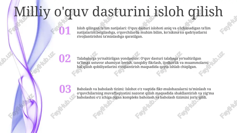 cape and empowering learners with 21st-century skills. raqamlilashtirish va texnologiya integratsiyasi – ta’lim sohasiga raqamli texnologiyalarning joriy etilishi ta’lim resurslari va shaxsiylashtirilgan ta’lim tajribasidan foydalanish imkoniyatini kengaytirdi, inklyuziv va sifatli ta’limni rag‘batlantirdi. o'zbekiston ta'lim tizimidagi islohotlar - o'zbekiston ta'lim tizimiga texnologiya integratsiyasi o'qitish usullarini modernizatsiya qilish va talabalar natijalarini yaxshilashga qaratilgan so'nggi islohotlarning asosiy nuqtasi bo'ldi. o'qituvchilarning malakasini oshirish o‘qituvchilarning imkoniyatlarini kengaytirish: o‘zbekistonda ta’lim sohasidagi islohotlar o‘qituvchilar malakasini oshirish va malaka oshirish dasturlari orqali bilimini oshirishga qaratilgan. o‘quv dasturlarini modernizatsiya qilish: o‘quv dasturlarini yangilash, uni jahon standartlariga moslashtirish va tajriba asosida o‘qitish metodologiyalarini joriy etish bo‘yicha keng ko‘lamli islohotlar amalga oshirildi. infratuzilmani yangilash: maktab infratuzilmasini yaxshilash, jumladan, yangi maktablar qurish, mavjudlarini ta’mirlash, zamonaviy asbob-uskunalar va resurslar bilan ta’minlashga katta sarmoya kiritildi. maktab infratuzilmasini yaxshilash texnologik yutuqlar: maktablar kompyuterlar, interfaol doskalar va internet bilan jihozlandi, bu esa o‘qitish va o‘qitish tajribasini oshirish imkonini berdi. infratuzilmani rivojlantirish: maktab binolari ta’mirlandi va kengaytirildi, …
