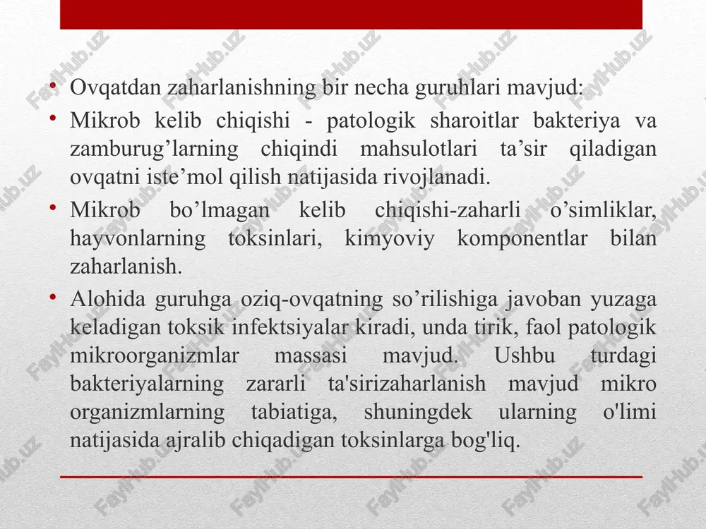 mahsulotlari paketlarini afsuslanmasdan tashlab yuborish kerak. temir qopqoq bilan «yopilgan» banka o’ziga xos ovoz bilan ochilishi kerak, bu uning germetik yopilganini ko’rsatadi. agar ovoz bo’lmasa, konservalarni iste’mol qilmaslik kerak. sotib olayotganda, mahsulotning ishlab chiqarish muddati va yaroqlik muddati, o’ramning yaxlitligini tekshirish kerak. shuningdek, muzlatgichni muntazam ravishda ko’zdan kechirish lozim. boshqa ehtiyot choralari: mayonez qo’shilgan tayyor salatlar sotib olmang: ularning sifati tezda buziladi. pishirishning issiqlik rejimiga rioya qiling. ovqatlanish va ovqat tayyorlashdan oldin sabzavot va mevalarni, idishlar va boshqa oshxona buyumlarini yaxshilab yuvib tashlang. tuxumni chaqishdan oldin uni sovun bilan yuving. oshxona sochiqlarini, idishlarni yuvish uchun mochalkani tez-tez almashtirib turish kerak, ularning barchasi o’zida patogen bakteriyalarni to’playdi. bir nechta kesish uchun taxtachalar bo’lishi kerak. ko’katlar, sabzavot va mevalar, pishloqlar va kolbasa mahsulotlari kesiladigan taxtacha va xom go’sht kesiladigan taxtacha alohida-alohida bo’lishi kerak. sovutgichning bitta qismida xom go’sht va tayyor ovqatlarni saqlamang. oldindan juda ko’p oziq-ovqat tayyorlamang. sovutgichda pishirilgan ovqat uch kundan …