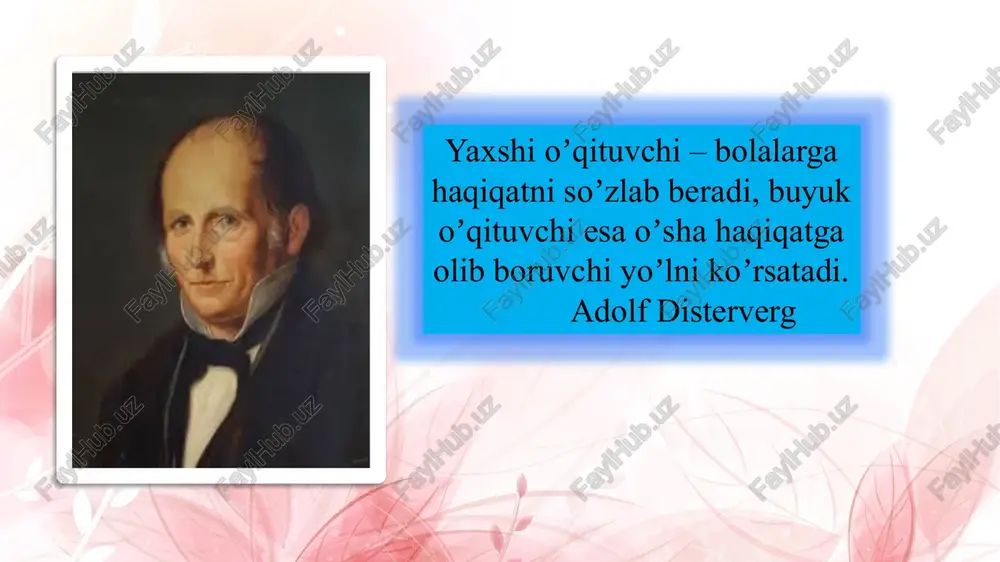 iy (manbasiga koʼra) taʼlim metodlari: o’quv materialini ogʼzaki bayon qilish: ko‘rgazmali amaliy hikoya; suhbat; tushuntirish; maʼruza; munozara. tasvir (illyustratsiya) namoyish (demonstratsiya) mashq laboratoriya didaktik o’yin hikoya-o‘qituvchi tomonidan mavzuga oid dalil, hodisa va voqealarning yaxlit yoki qismlarga bo‘lib, tasviriy vositalar yordamida obrazli tasvirlash yo‘li bilan ixcham, qisqa va izchil bayon qilinishi. suhbat-savol va javob shaklidagi dialogik ta’lim metodi (suqrot usuli deb ham aytiladi) tushuntirish- o‘quv materiali mazmunini isbot, tahlil, umumlashma, taqqoslash asosida bayon qilishdir munozara-o’quv materialini bahs munozara shaklida olib borilishi. ma’ruza-yirik hajmdagi o‘quv materialini og‘zaki bayon qilish metodi namoyish (demonstratsiya) metodi -o‘rganilayotgan ob’yekt harakat dinamikasini ochib berishda qo‘l keladi va ayni chog‘da predmetning tashqi ko‘rinishi va ichki tuzilishi haqida to‘laqonli ma’lumot berishda keng qo‘llaniladi. tasvir (illyustratsiya) metodi-narsa, hodisalar va jarayonlarni ularning ramziy ko‘rinishlari - chizma, port, rasm, fotosurat, yassi modellar va boshqalar yordamida ko‘rsatishni taqozo etadi. mashq - aqliy yoki amaliy (jismoniy) harakatlarni bajarish ko‘nikmalarini egallash yo‘lidagi ko‘p marta takrorlanishlar …