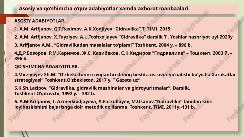 lari gidravlik sakrashning quidagi turlari mavjud: gidrotexnik inshootga nisbatan, joylashgan holatiga bog’liq gidravlik sakrashning turlari gidrotexnik inshootga nisbatan, joylashgan holatiga bog’liq gidravlik sakrashlar 3 xil bo’lishi mumkin: sakrash ko’milgan ( chizmadagi sathning 1-chi holati). sakrash siqilgan kesimda (chizmadagi sathning 2-chi holati). sakrash haydalgan ( chizmadagi sathning 3-chi holati). gidravlik sakrashning vaziyatini aniqlash gidravlik sakrashning vaziyatini aniqlash uchun gidravlik sakrashning ikki chegaraviy siqilgan kesimdagi suv chuqurligini aniqlash zarur. c - c – siqilgan kesim. boshlang’ich siqiq kesimdagi chuqurlikni birinchi birinchi tutashtirish chuqurligi, tugallash kesimining suv chuqurligini ikkinchi tutashtirish chuqurligi deb qabul qilamiz. gidravlik sakrashning ushbu birinchi va ikkinchi tutashtirish chuqurliklarini aniqlab , pastki b’efdagi chuqurligi - mayishiy suv chuqurligi bilan taqqoslanib vaziyati aniqlanadi hisoblash tartibi: sxemani masshtabda chizamiz kesimlarni (yu-yu va c-c) va taqqoslash tekisligini (o-o) belgilaymiz. d.bernulli tenglamasini pastki befdagi kanal tubidan o’tkazilgan taqqoslash tekisligi (o-o) ga nisbatan yozamiz: tenglamaning har bir hadini aniqlab, tenglamani quyidagi ko’rinishda yozamiz: hisoblash tartibi: …