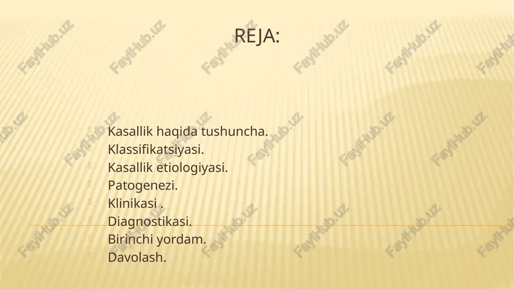 liklarni, virusli kasalliklarni boshidan o’tkazgan bo’lasa, ichaklarning shakillanishda nuqsonlar paydo bo’lib, bola tug’ma anomaliya bilan tug’iladi. bunda ichaklarning turli atreziyalari, stenozlari uchrashi mumkin. ba’zan ingichka va yo’g’on ichak uchun yagona ichak tutqichi yuzaga kelishi mumkin. nerv gangliylarining nuqsonlari tufayli girshprung kasalligi rivojlanadi. yukori ichak tutilishi yukori ichak tutilishiga asosan 12 barmokli ichakning tutilishi kiradi. bu ichak tutilishining sabablariga 12 barmokli ichak rivojlanishining nuksoni ( atreziya, membrana), 12 barmokli ichak atrofidagi organ va tomirlar rivojlanish nuksonlari ( xalkasimon oshkozon osti bezi, preduodenal darvoza venasi, abberant tomirlar duodenumning bosilishi) kiradi. yangi tug’ilgan chaqaloqlarda yuqori ichak tutilishi. bunda 12 barmoqli ichakning stenozi, atreziyasi, ichaklarning aylanib qolishi ( ledda sindromi), o’rta ichakning burilishidagi nuqsonlar, pankreasning uzuksimon bo’lishi, ichaklar qorin pardani siqishi natijasida churralar kuzatiladi. yuqori ichak tutilishi belgilari bola hayotining dastlabki soatlarida yoki kunlarida belgilari bilan namoyon bo’ladi. belgilari: qayt qilish, safro aralash. bola tezvazn yo’qotadi, gipotrofiya, suv elektrolit, kislota ishqor muvozanati buziladi, oligouriya, …