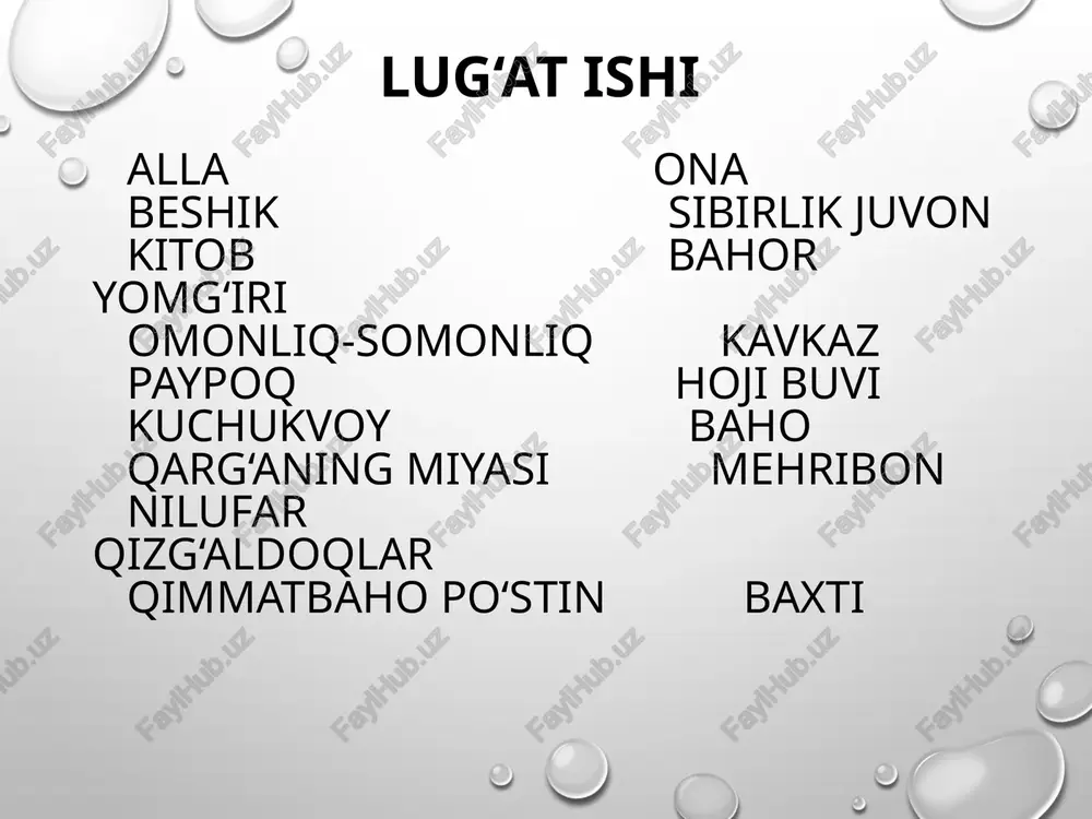 paypoq” bo‘limi qanday ramziy ma’no beradi? javob: onaning qo‘l mehnati, mehrini ifodalaydi; gilam paypoq – mehr bilan to‘qilgan izdir. 12. savol: ona allasi bilan nima demoqchi bo‘ladi? javob: farzandim tinch uxlasin, dunyoda faqat osoyishtalik, muhabbat bo‘lsin degan tilakni. 13. savol: alla va iltijo orasidagi bog‘liqlik nimada? javob: alla – ona mehrining kuyi, iltijo – bu mehrni yo‘qotgan qalbning faryodi. 14. savol: nega muallif alla eshitganini faxr bilan eslaydi? javob: chunki u ona mehrini his qilgan, bu esa eng yuksak tuyg‘u hisoblanadi. 15. savol: ona allasi muallif hayotida qanday ruhiy tayanchga aylangan? javob: qalbidagi osoyishtalik va kuch manbai bo‘lgan. 16. savol: asarda qanday ma’naviy qadriyatlar ilgari surilgan? javob: ona roziligi, mehr, fidoyilik, sadoqat, sabr. 17. savol: “men alla eshitganman” degan gapning chuqur ma’nosi nima? javob: men mehrni bilaman, muhabbatni tatib ko‘rganman, degan ma’naviy ifoda. 18. savol: ona obrazi orqali muallif jamiyatga nima demoqchi? javob: onalarga ehtirom, mehr, qadrlash muqaddas burch ekanligini …