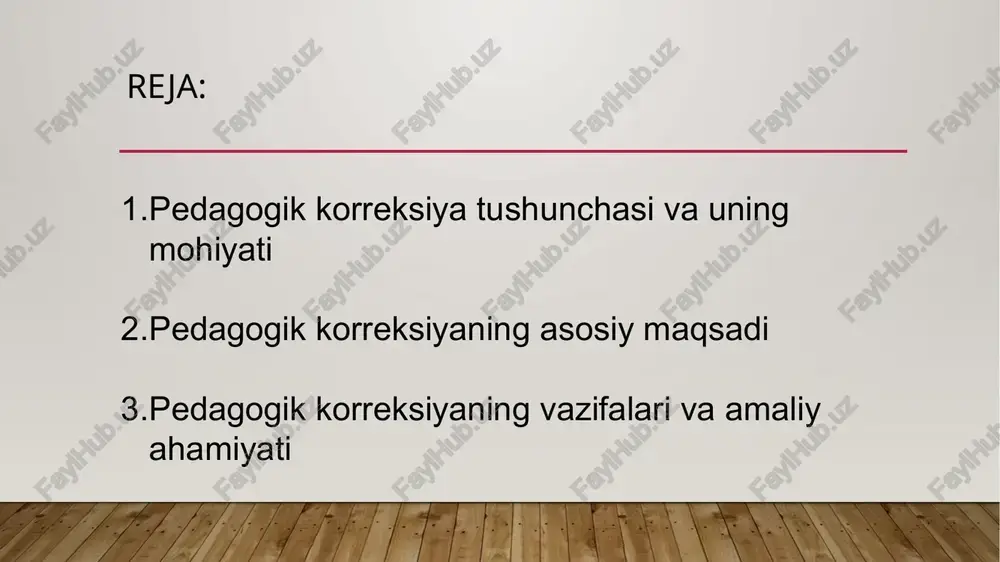 irok etishiga yordam berishdan iborat. korreksion ta’sir orqali o‘quvchining bilim olish jarayoni yengillashtiriladi, o‘qishga qiziqish ortadi va o‘zini boshqarish ko‘nikmalari shakllanadi. shuningdek, bu tizim orqali o‘qituvchilar o‘quvchilarning individual xususiyatlarini chuqur tahlil qilib, har biriga mos pedagogik yondashuvni tanlaydilar. pedagogik korreksiya psixologik diagnostika bilan chambarchas bog‘liq. o‘quvchining xulq-atvori, hissiy holati va motivatsion sohasini o‘rganish orqali individual dasturlar tuziladi. psixologik yondashuv bolada o‘zini qadrlash hissini oshiradi, stressni kamaytiradi va o‘qishga ijobiy munosabat hosil qiladi. korreksion mashg‘ulotlarda psixoterapevtik metodlar, o‘yin texnologiyalari, art-terapiya, kommunikativ mashqlar qo‘llaniladi. bunday yondashuv o‘quvchi shaxsining ijobiy o‘zgarishiga olib keladi. pedagogik korreksiyaning vazifalari va amaliy ahamiyati pedagogik korreksiya bir nechta yo‘nalishlarda olib boriladi: kognitiv, emotsional, xulqiy va ijtimoiy. kognitiv yo‘nalish o‘quvchining fikrlash qobiliyatini rivojlantirishga; emotsional yo‘nalish hissiy muvozanatni saqlashga; xulqiy yo‘nalish esa intizomni shakllantirishga qaratilgan. har bir yo‘nalish o‘zaro bog‘liq bo‘lib, shaxsning kompleks rivojlanishini ta’minlaydi. o‘qituvchilar bu jarayonda motivatsion suhbatlar, rolli o‘yinlar, jamoaviy topshiriqlar orqali natijaga erishadilar. korreksiyaning asosiy vazifalariga …